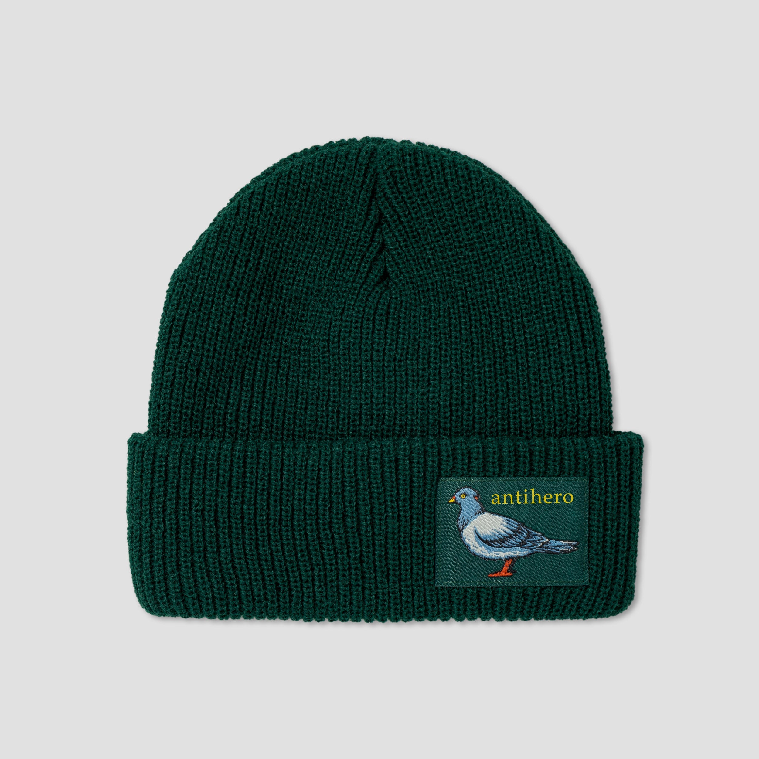 Anti Hero Lil Pigeon Label Cuff Beanie Green Yellow
