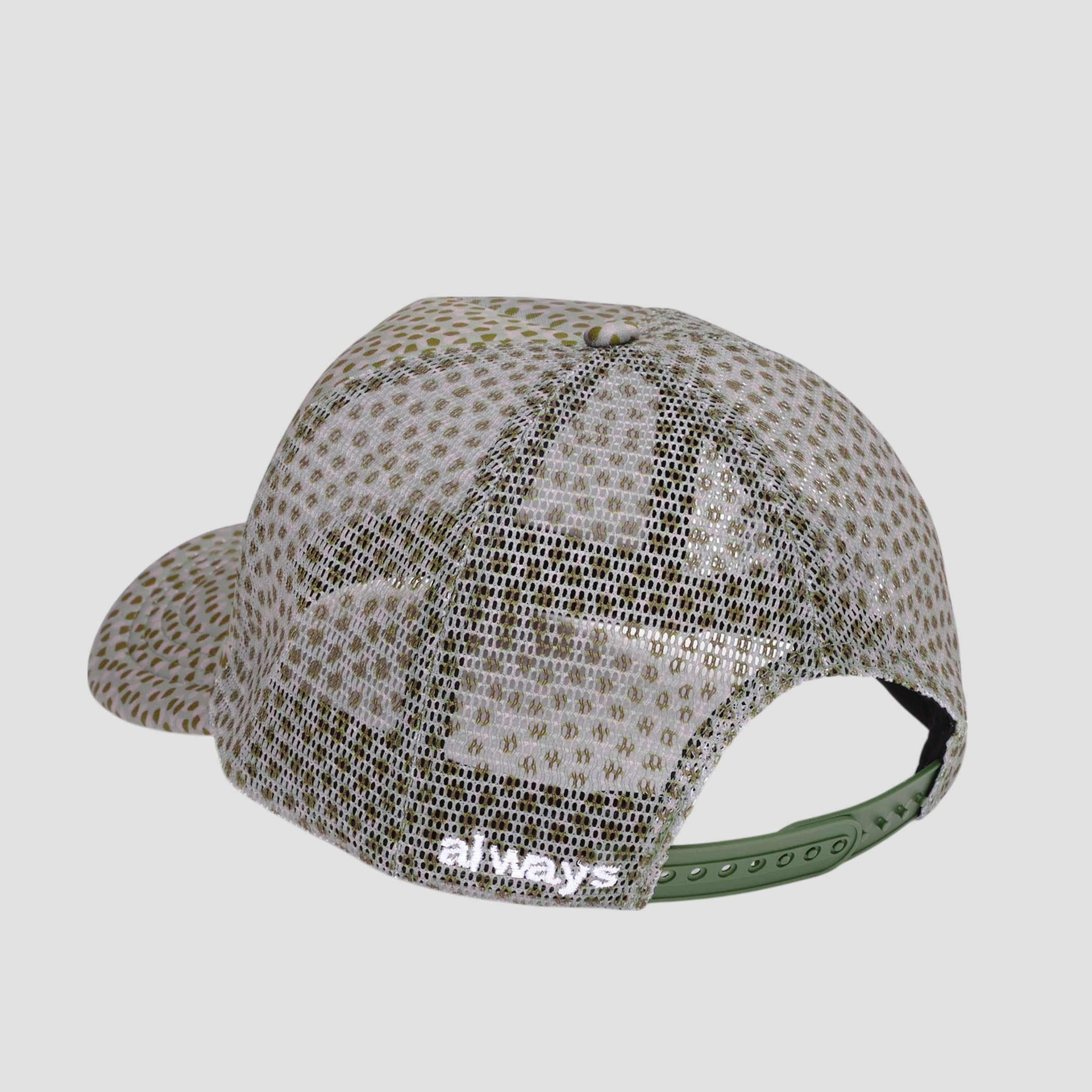 Always Coral Pattern Trucker Cap Green