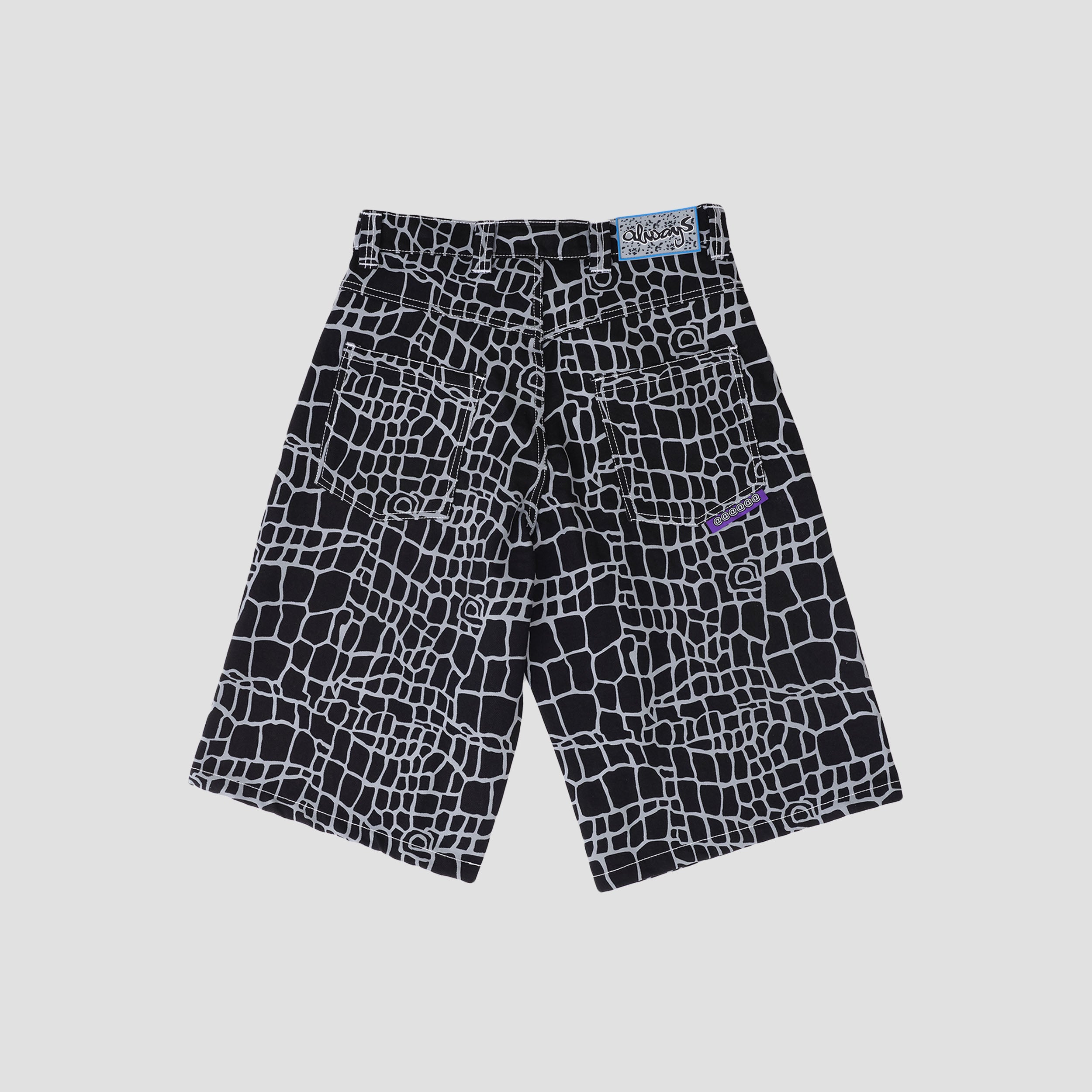 Always Croc Print Denim Shorts Black