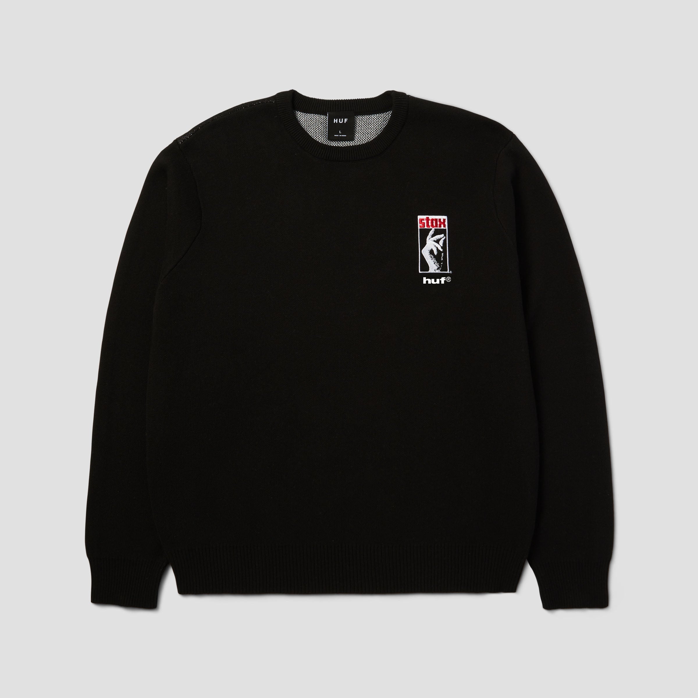 HUF X Isaac Hayes Black Moses Knit Sweater Crew Black