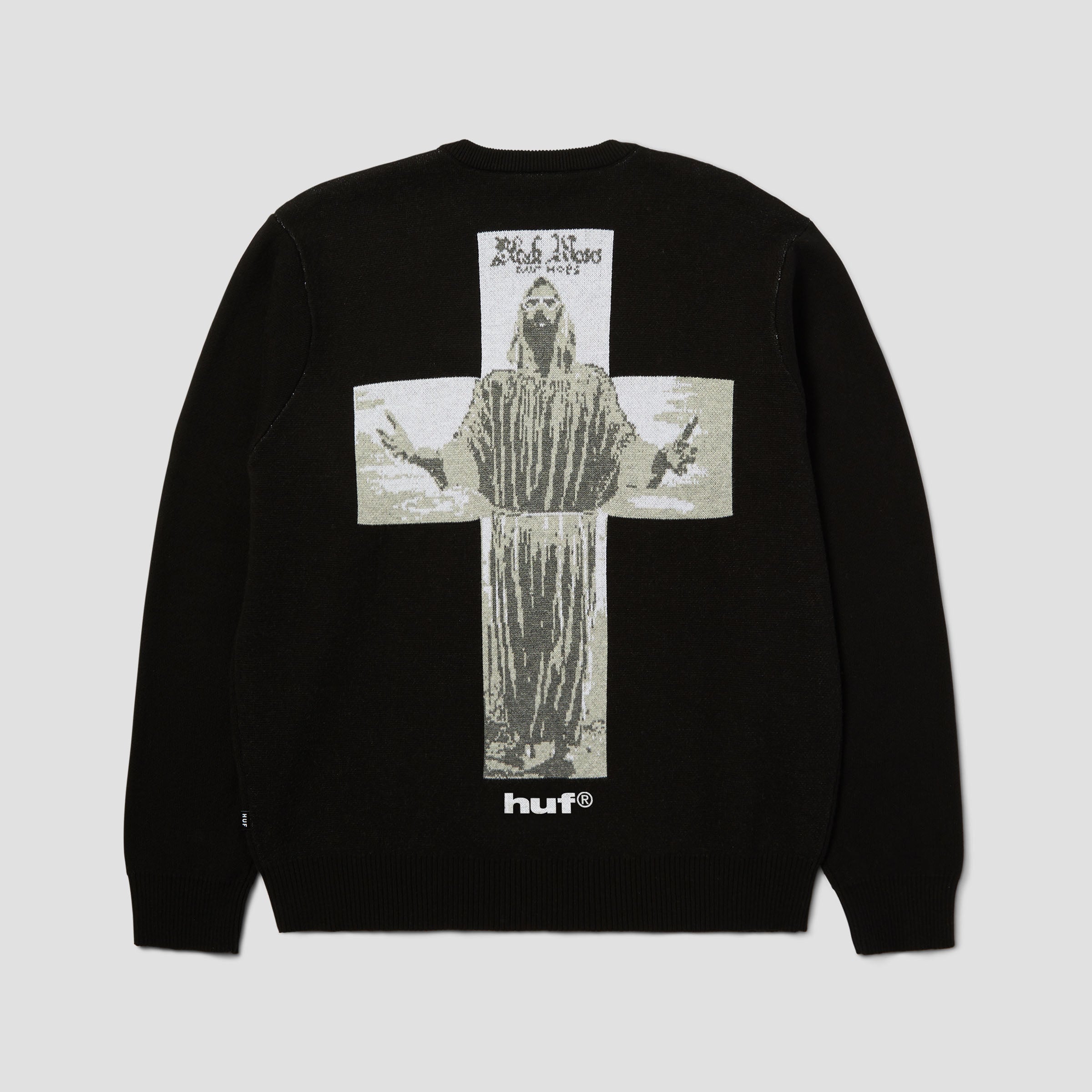 HUF X Isaac Hayes Black Moses Knit Sweater Crew Black