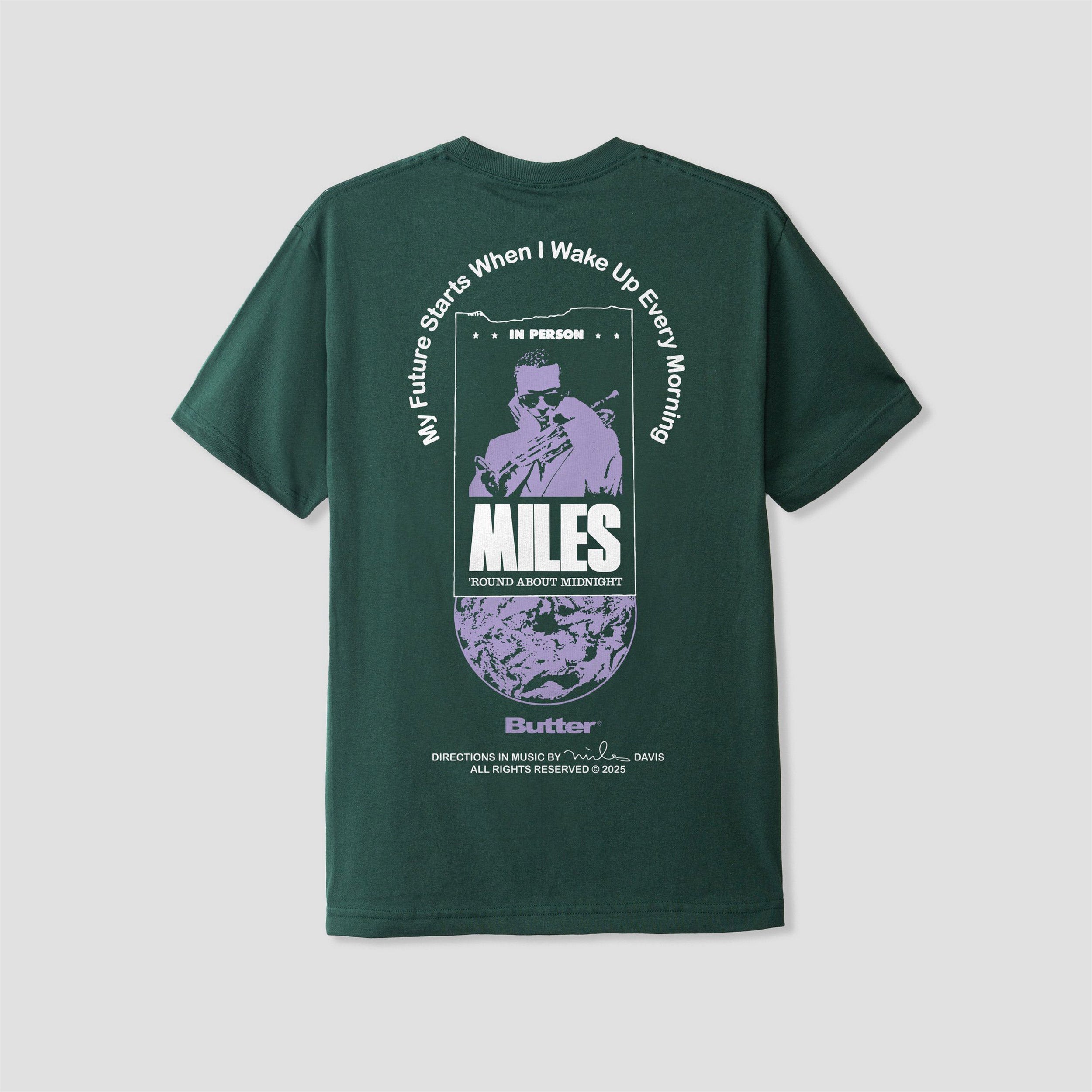 Butter Goods x Miles Davis Round About Midnight T-Shirt Dark Forest