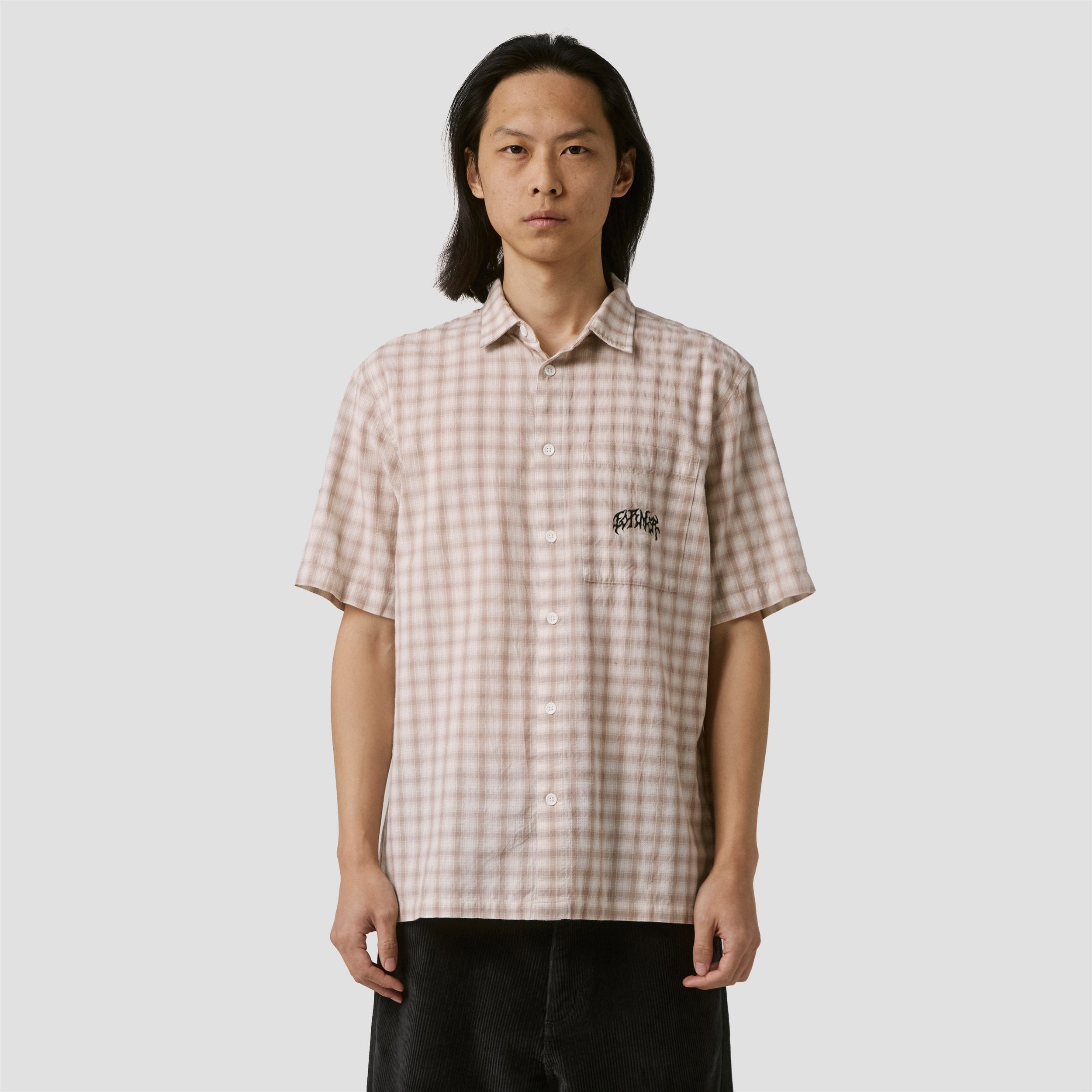 Former Manners Check Shortsleeve Shirt Taupe