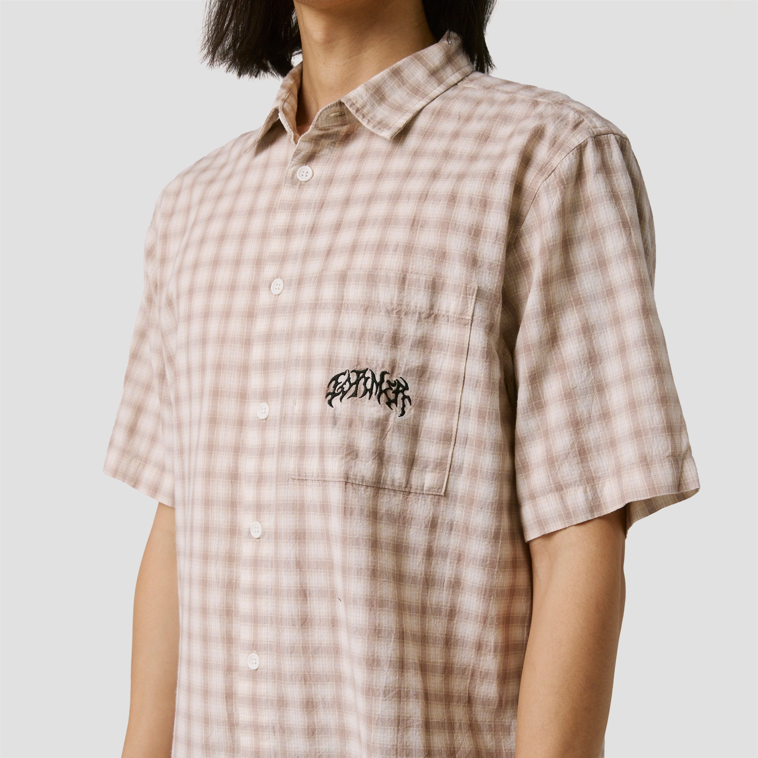 Former Manners Check Shortsleeve Shirt Taupe