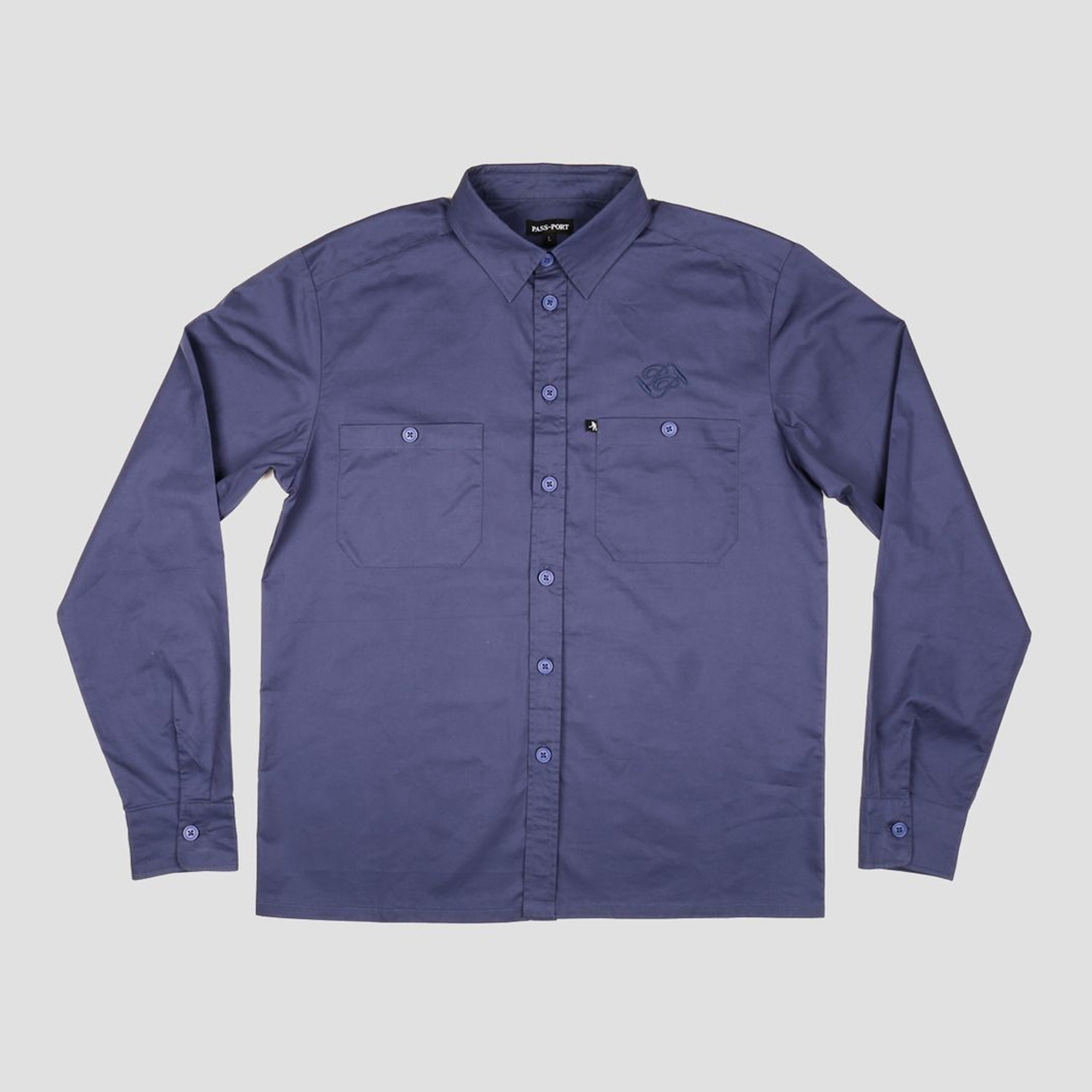 Passport Workers Banner Longsleeve Shirt French Navy