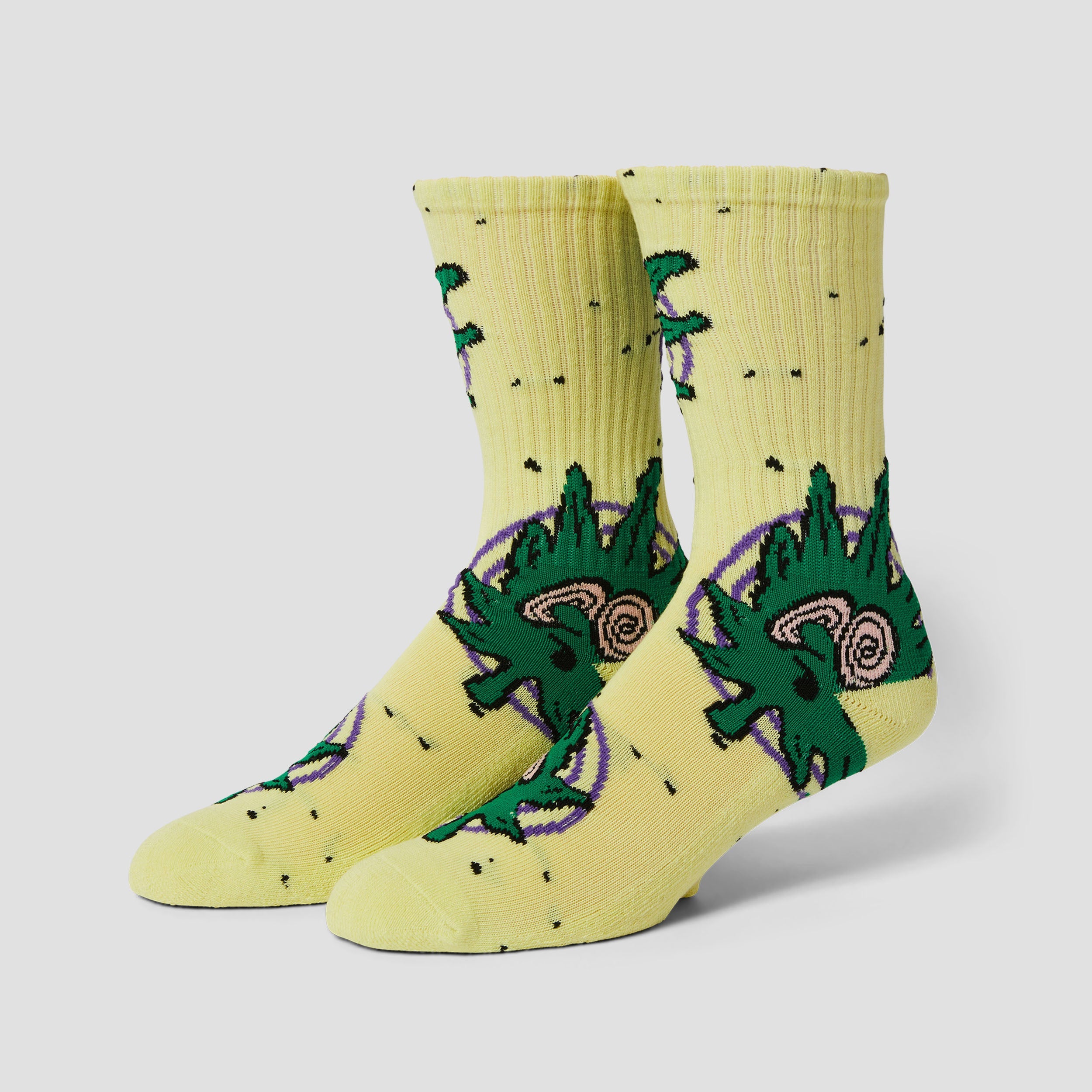 HUF Green Buddy Hypnosis Sock Yellow