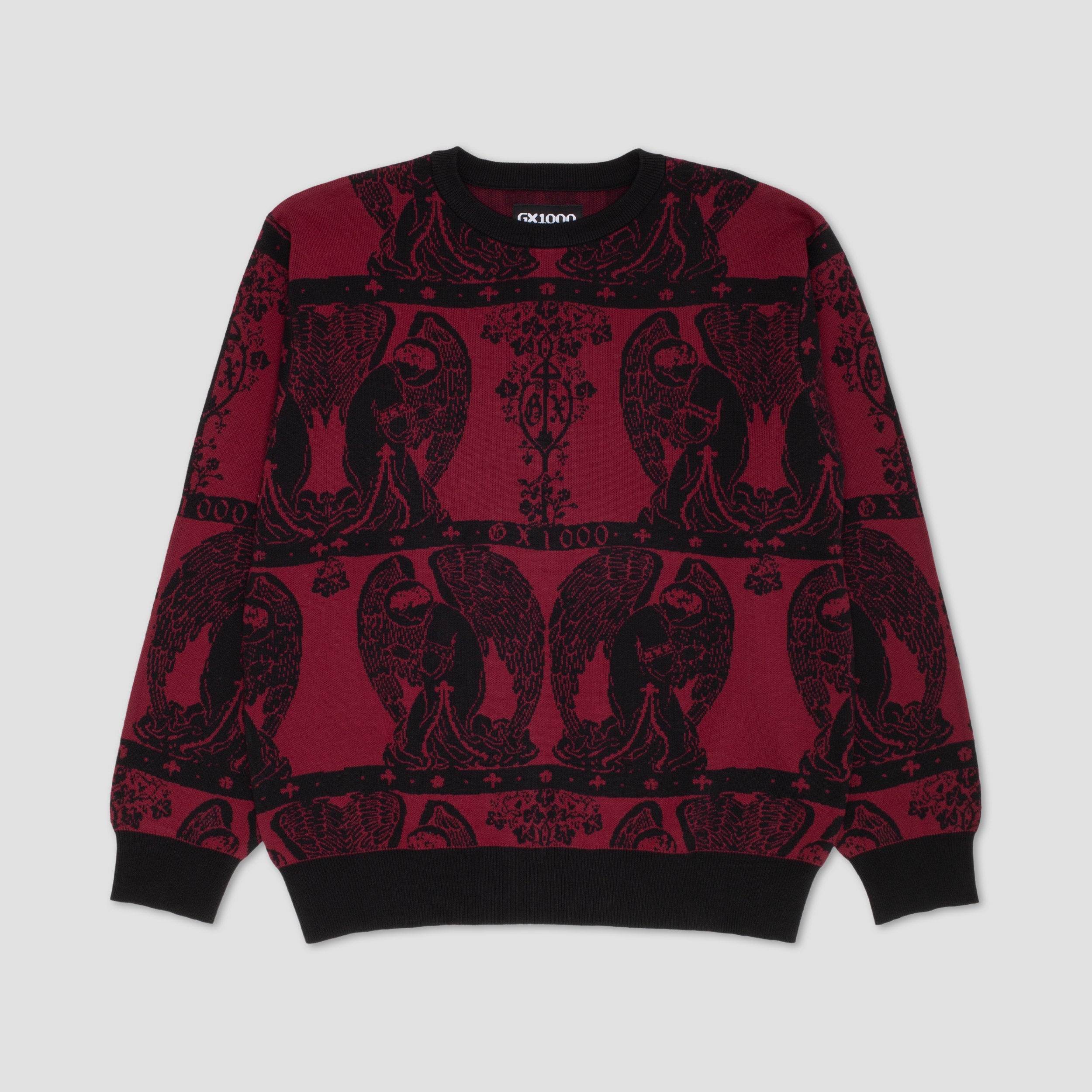 GX1000 Jacquard Knit Angel Sweater Black / Maroon