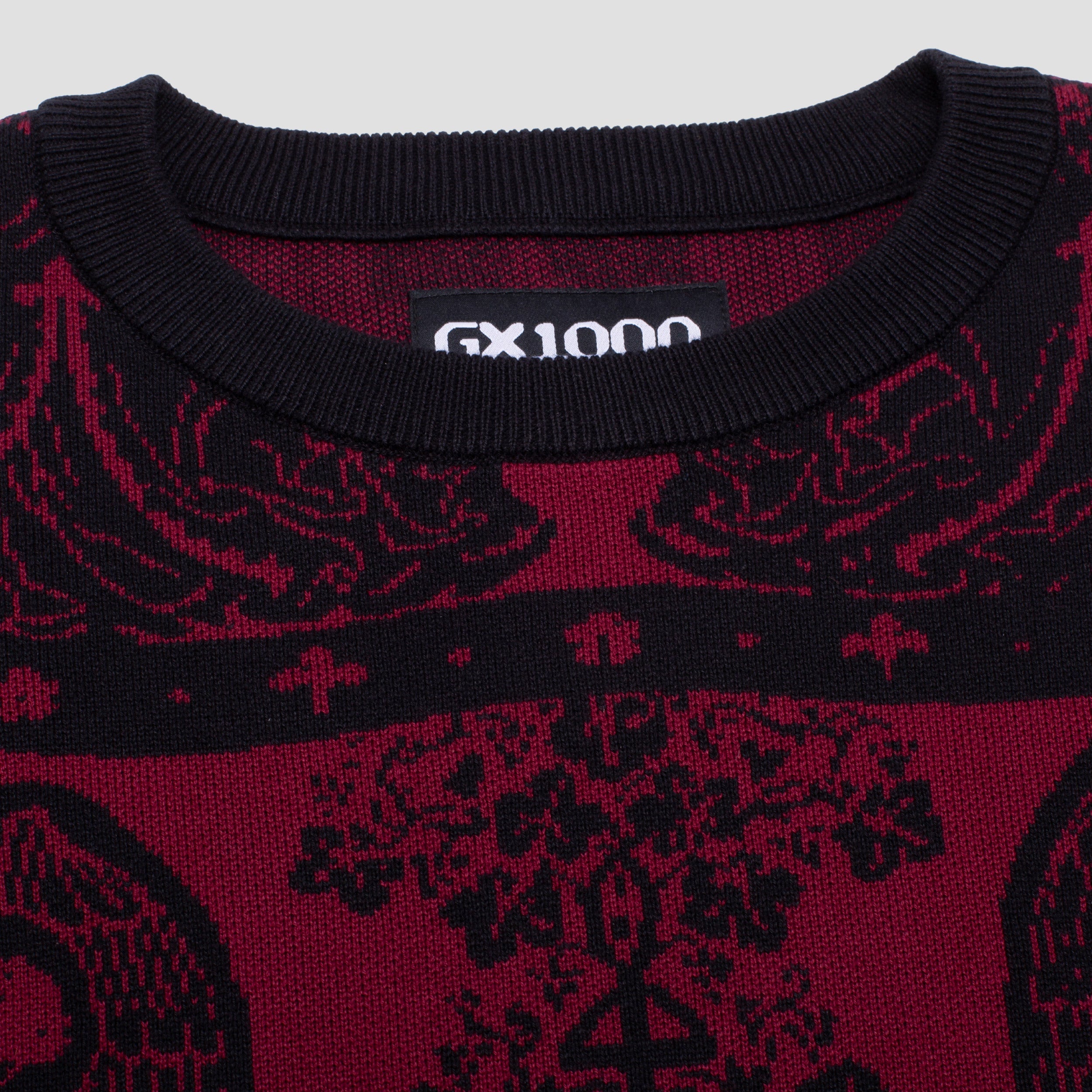 GX1000 Jacquard Knit Angel Sweater Black / Maroon