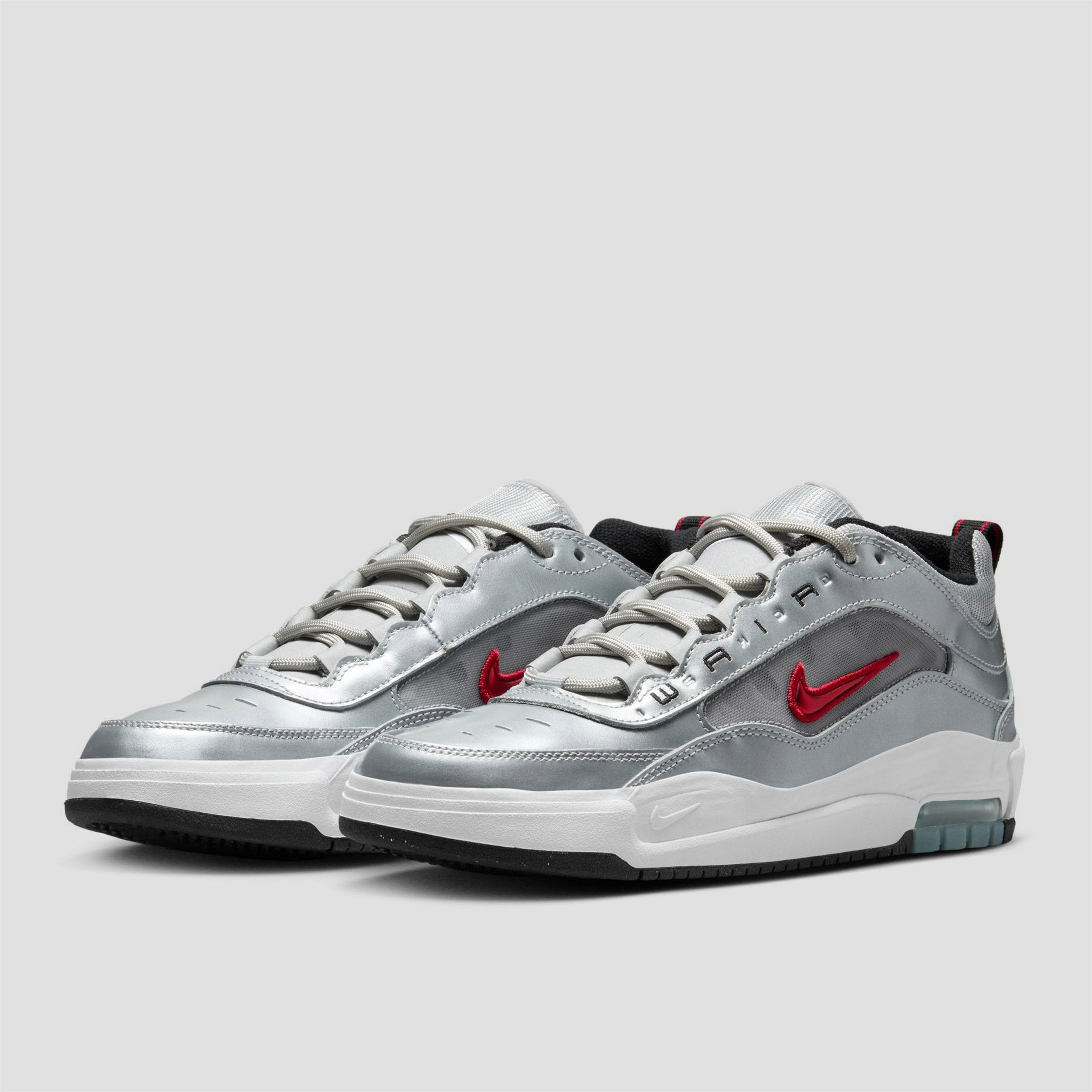 Nike SB Air Max Ishod Premium Skate Shoes Metallic Silver / Varsity Red