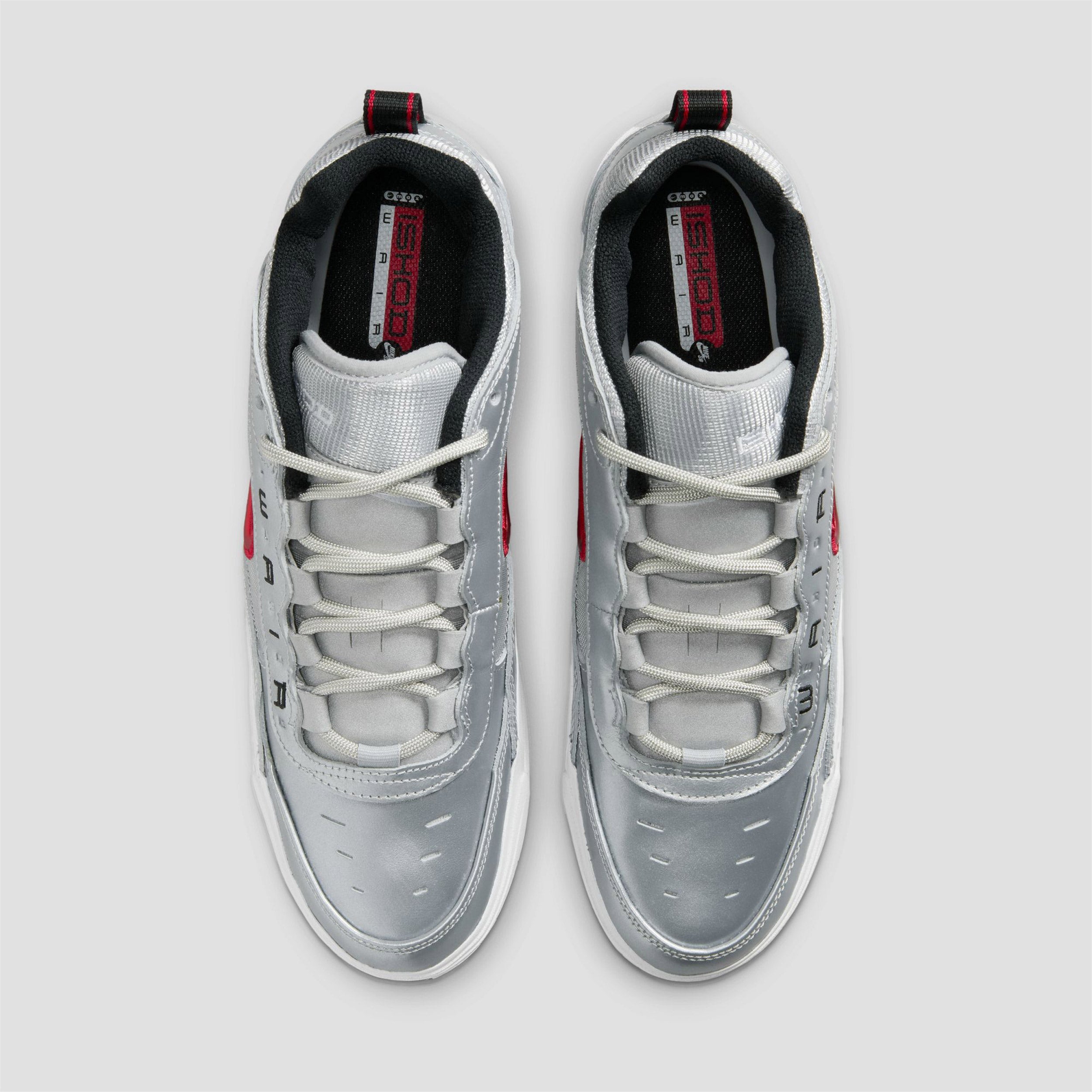 Nike SB Air Max Ishod Premium Skate Shoes Metallic Silver / Varsity Red