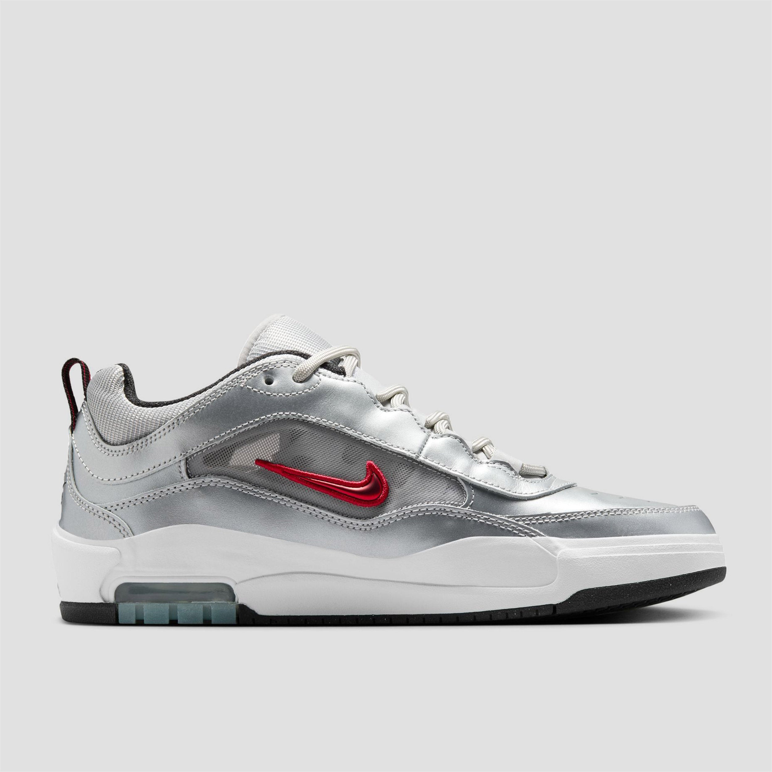 Nike SB Air Max Ishod Premium Skate Shoes Metallic Silver / Varsity Red