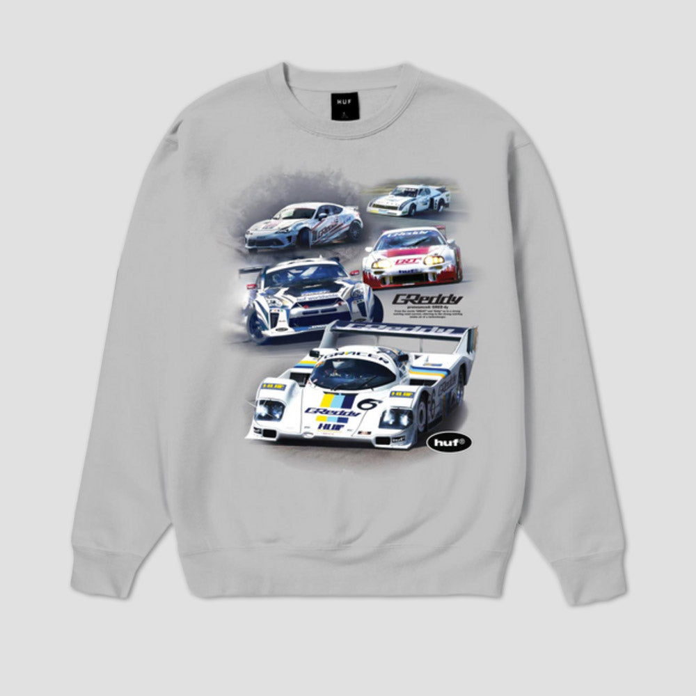 HUF Greddy Showcase Crew Heather Grey