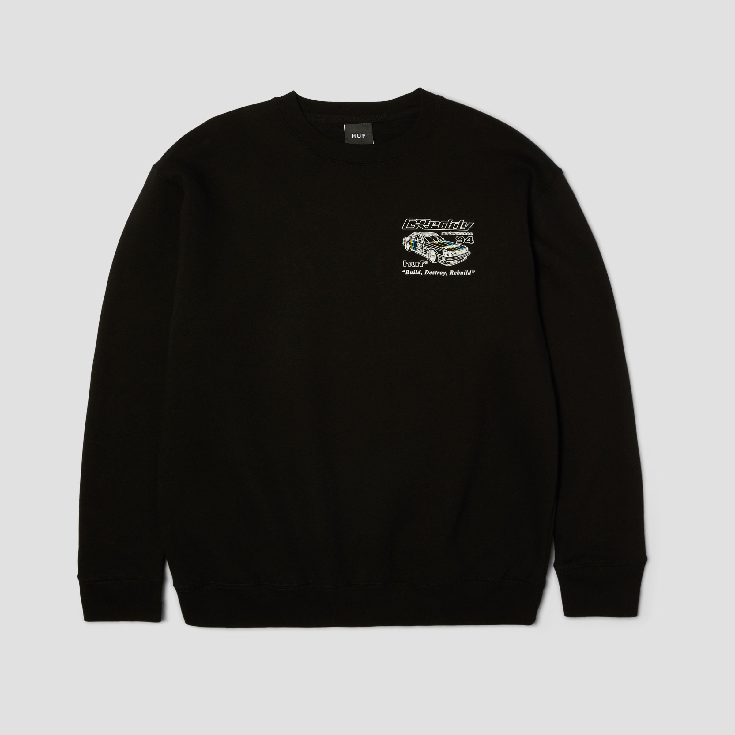 HUF x GReddy Retro Mod Crew Black