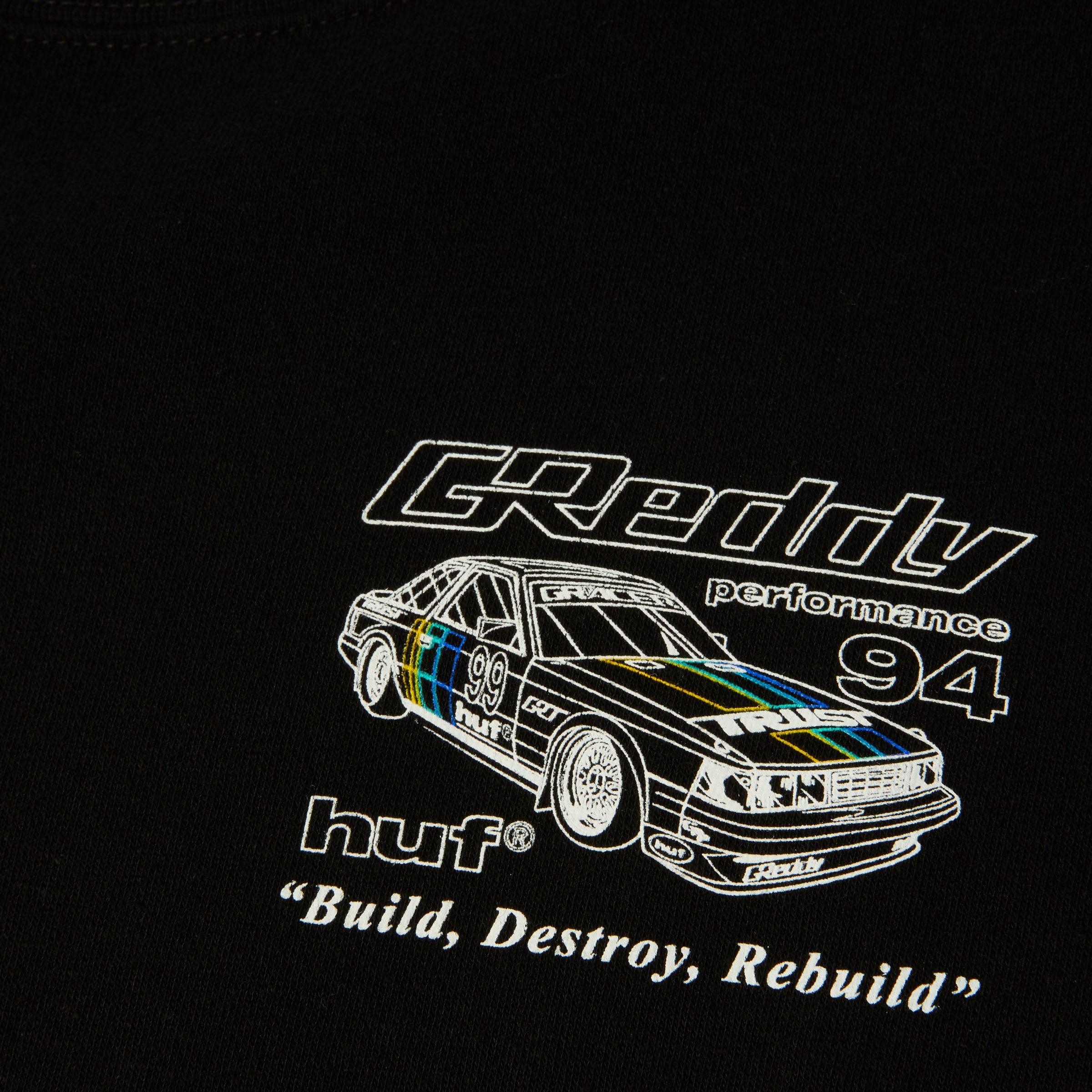 HUF x GReddy Retro Mod Crew Black