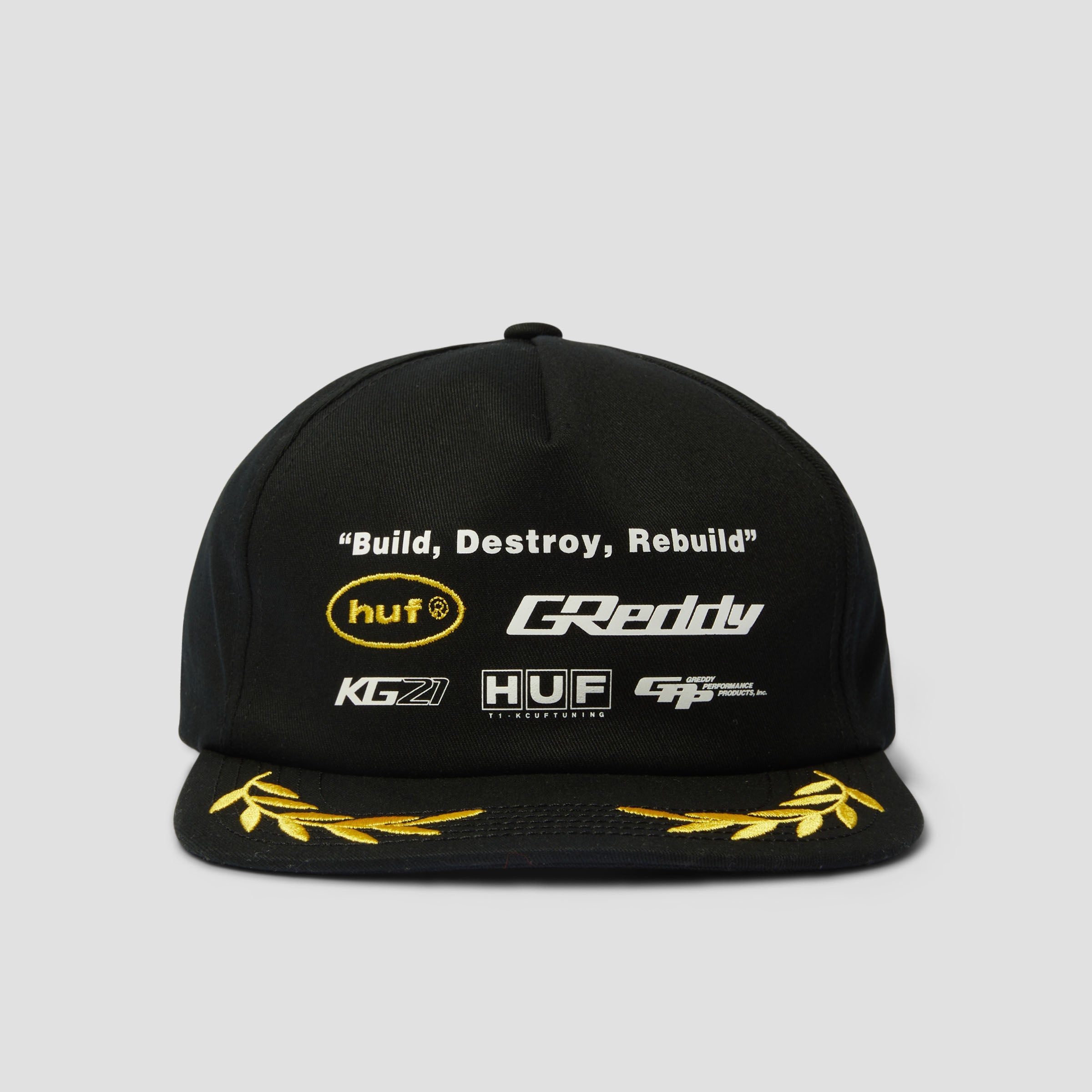 HUF x GReddy Team Snapback Black