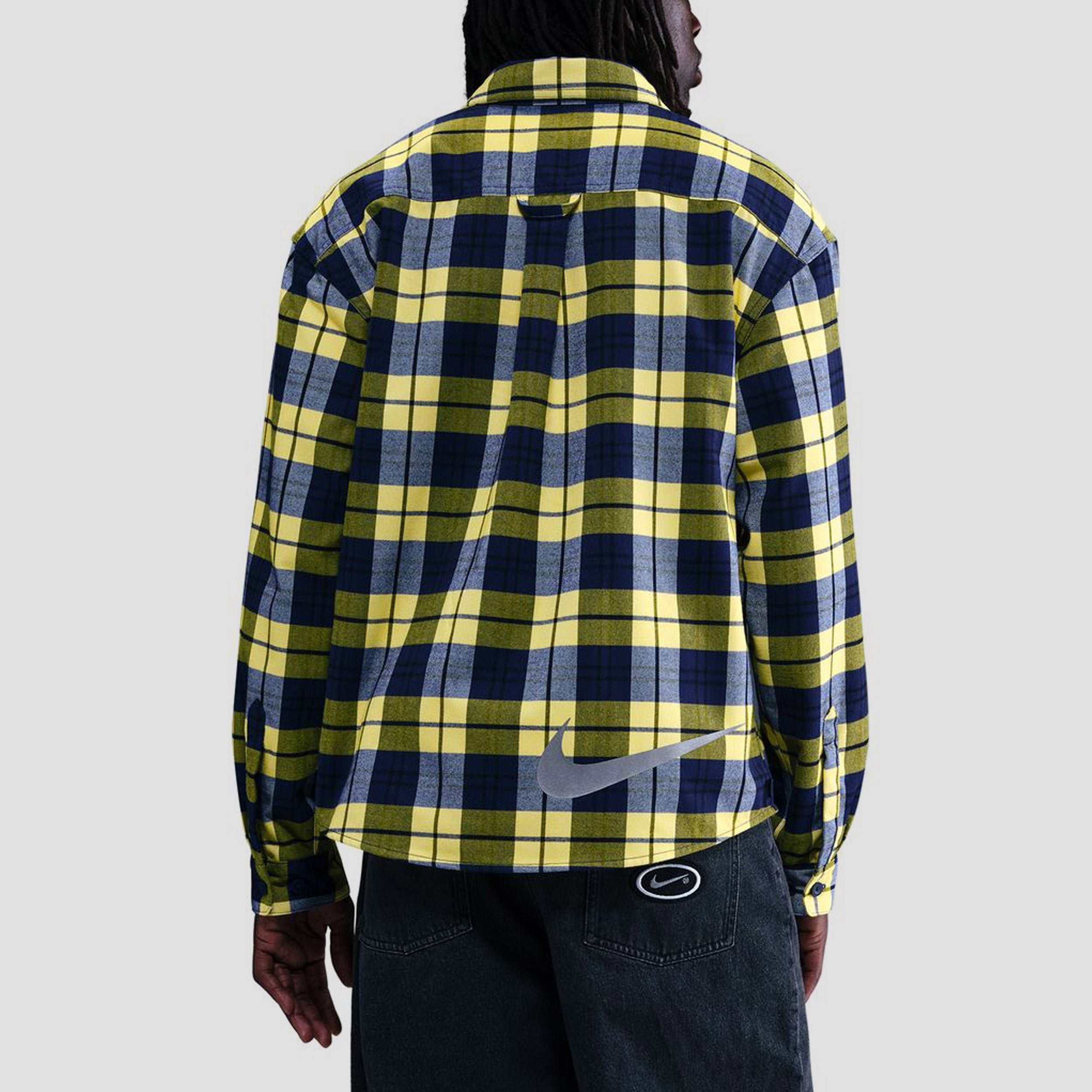 Nike SB Longsleeve Flannel Shirt Midnight Navy / Speed Yellow