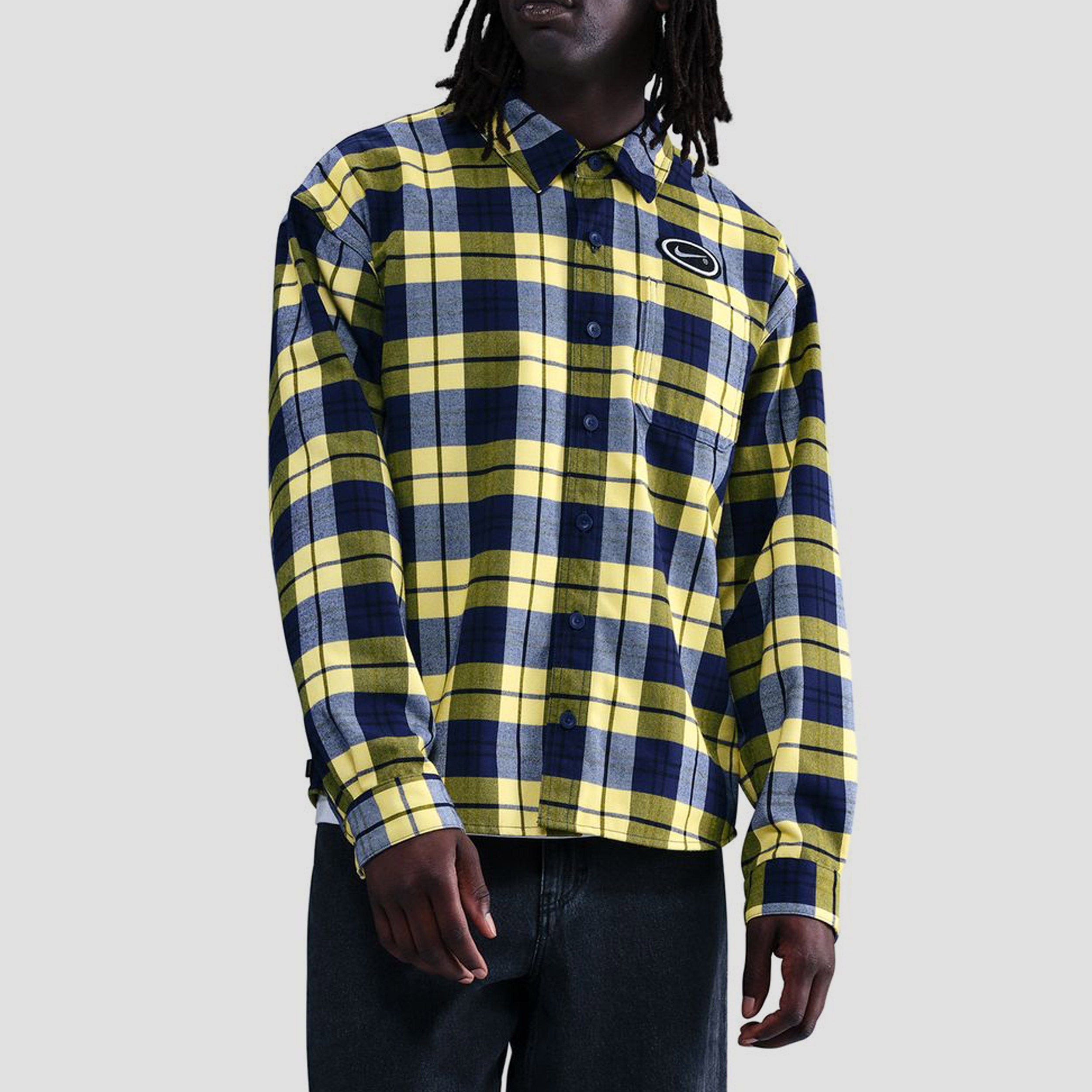 Nike SB Longsleeve Flannel Shirt Midnight Navy / Speed Yellow