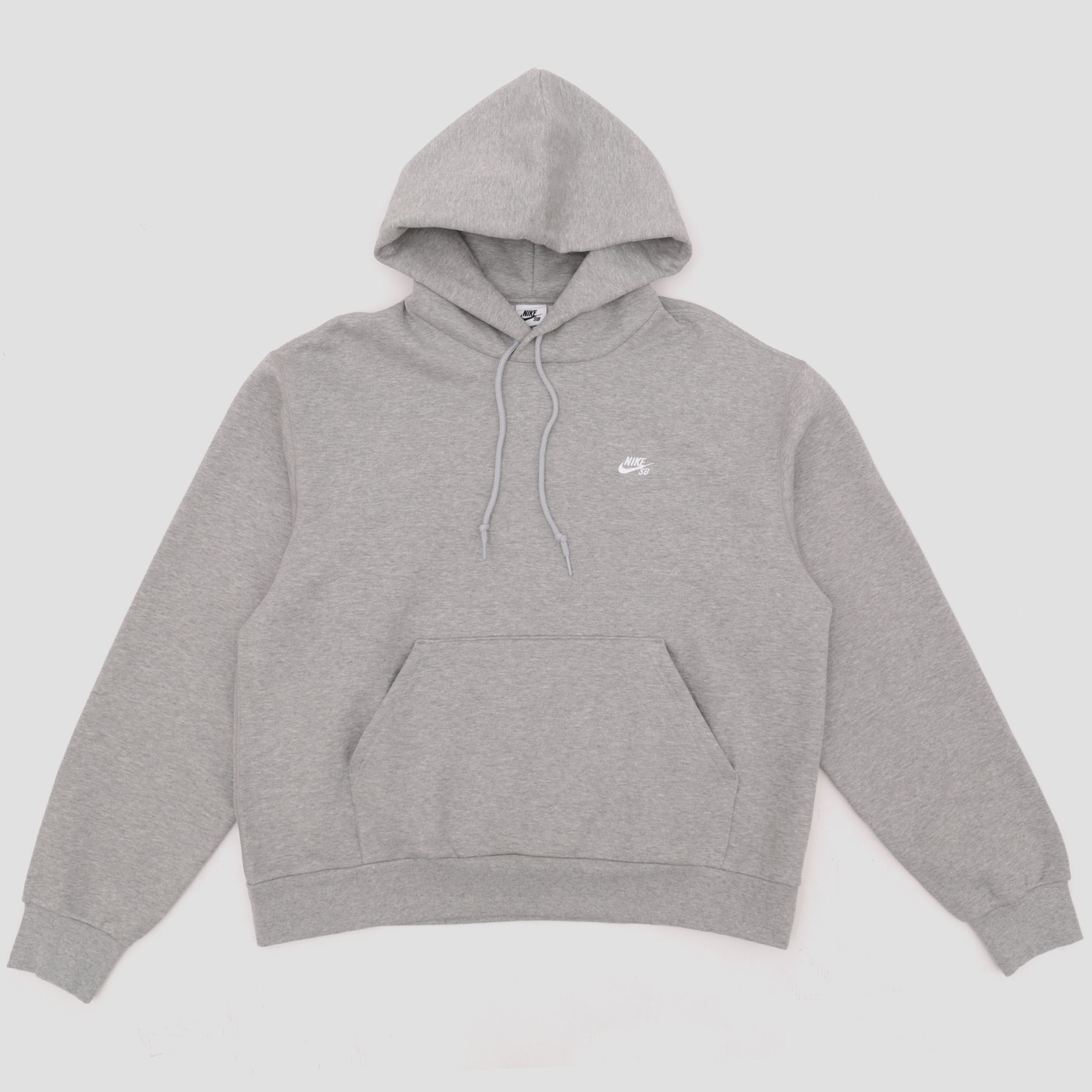 Nike SB Embroidered Logo Fleece Pullover Hood Dark Grey Heather / White