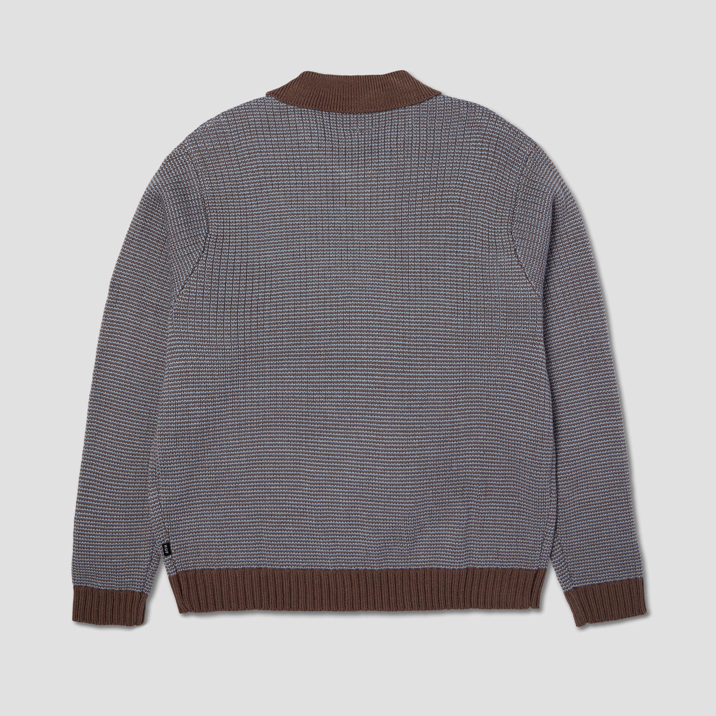 HUF Megablast Two Tone Waffle Sweater Crew Washed Blue / Moss