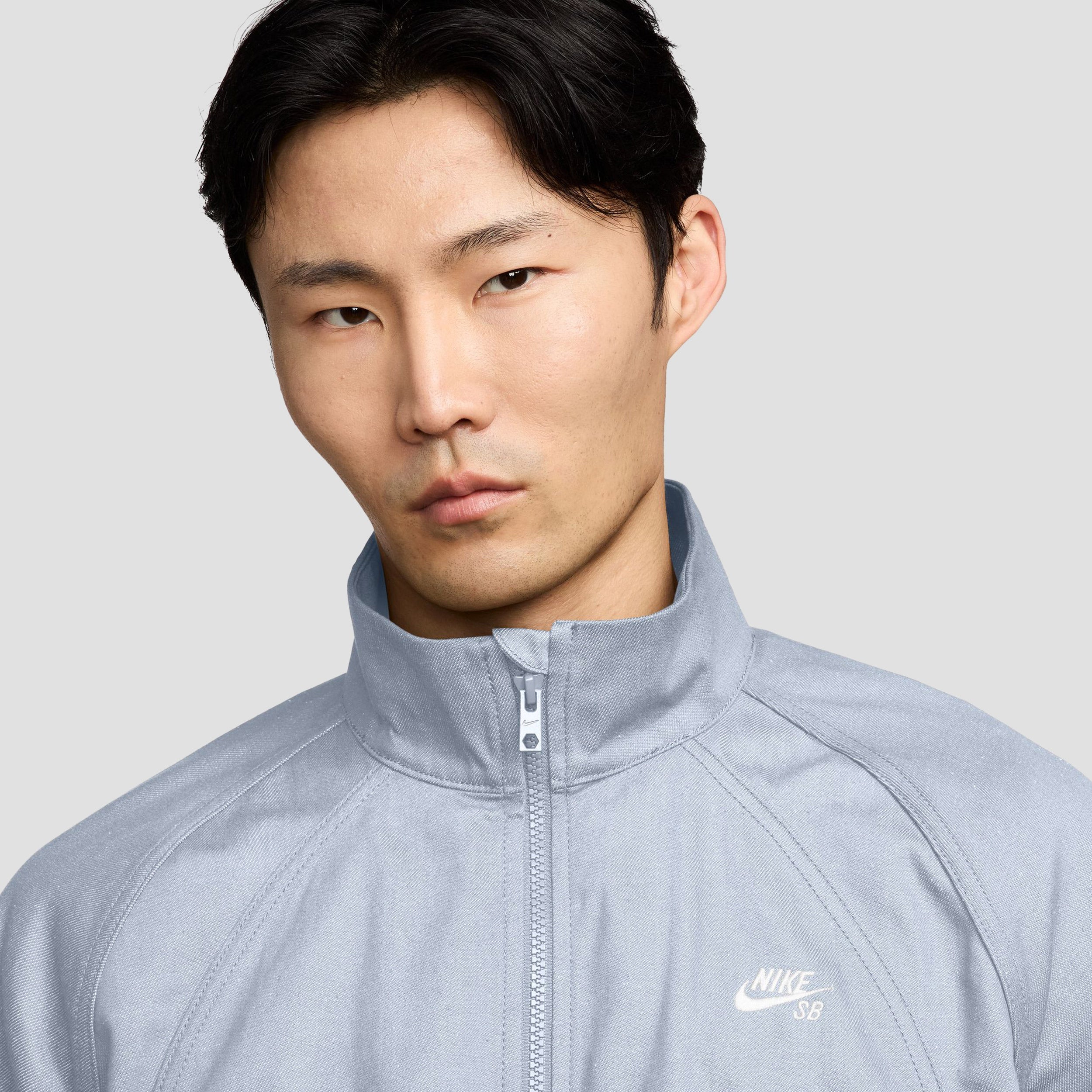 Nike SB Denim Full Zip Track Jacket Football Grey / White