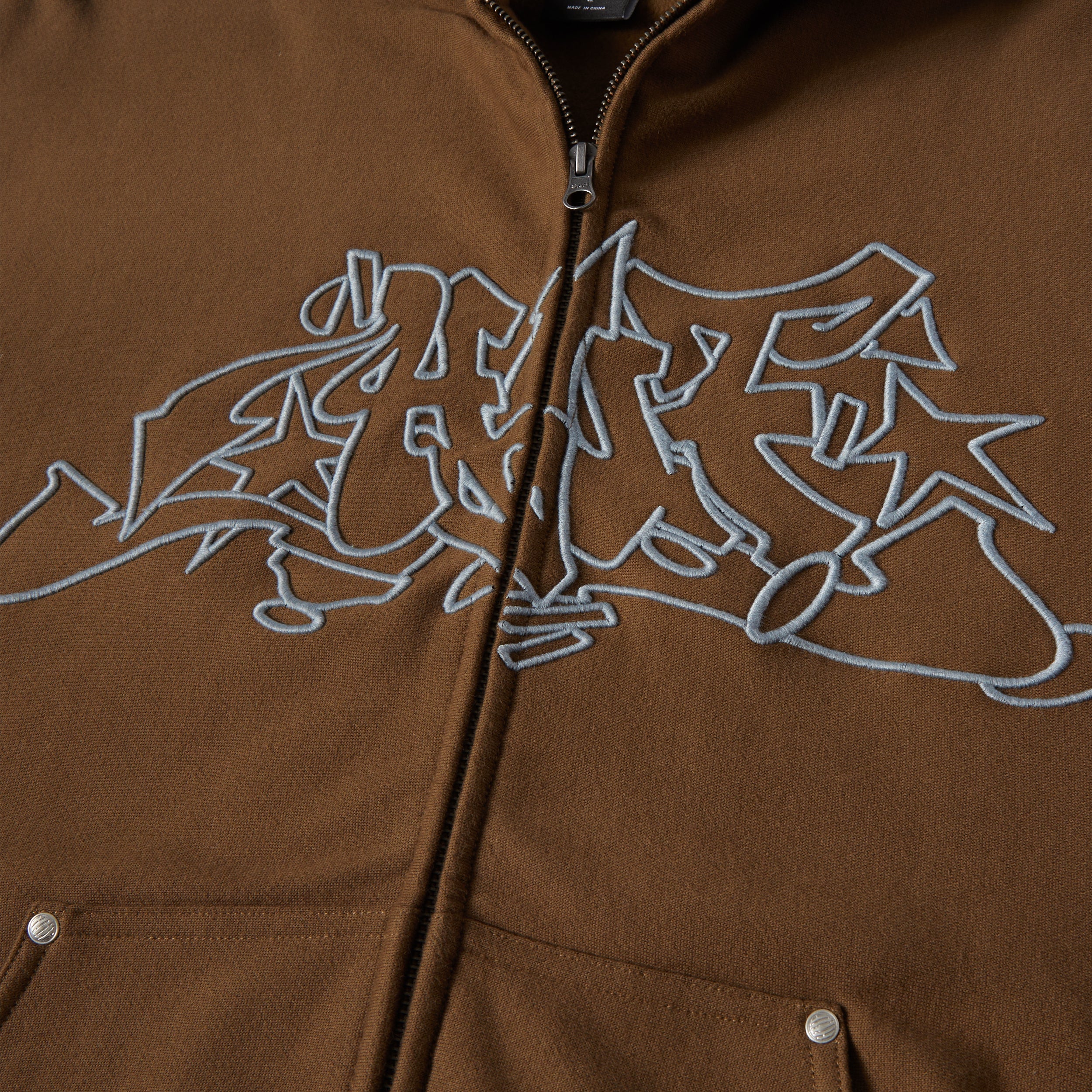 HUF Outlines Heavy Weight Full Zip Fleece Brown