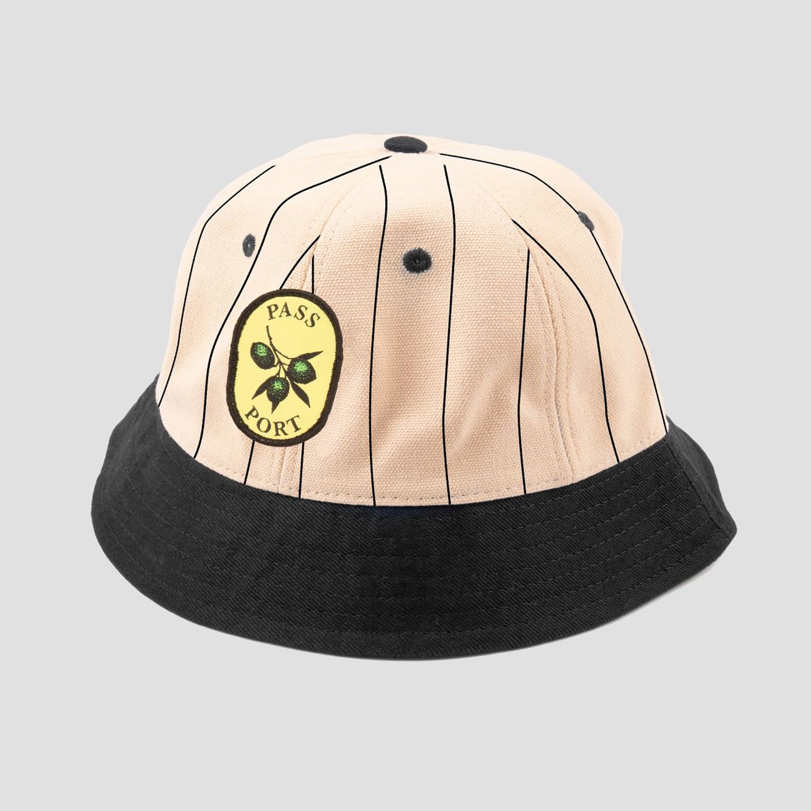 Passport Olive Stripe 6 Panel Bucket Cap Black