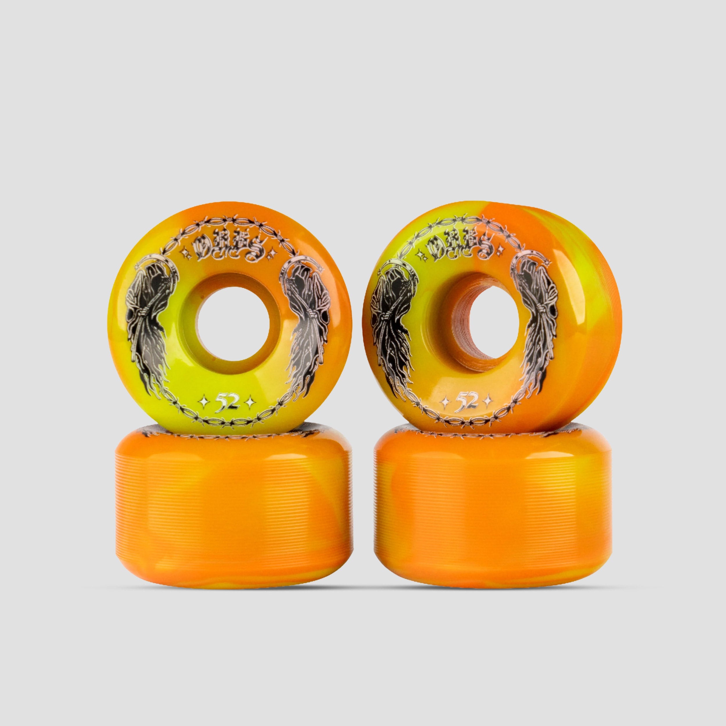 Orbs Specters 52mm 99A Swirls Conical Skateboard Wheels Green / Orange