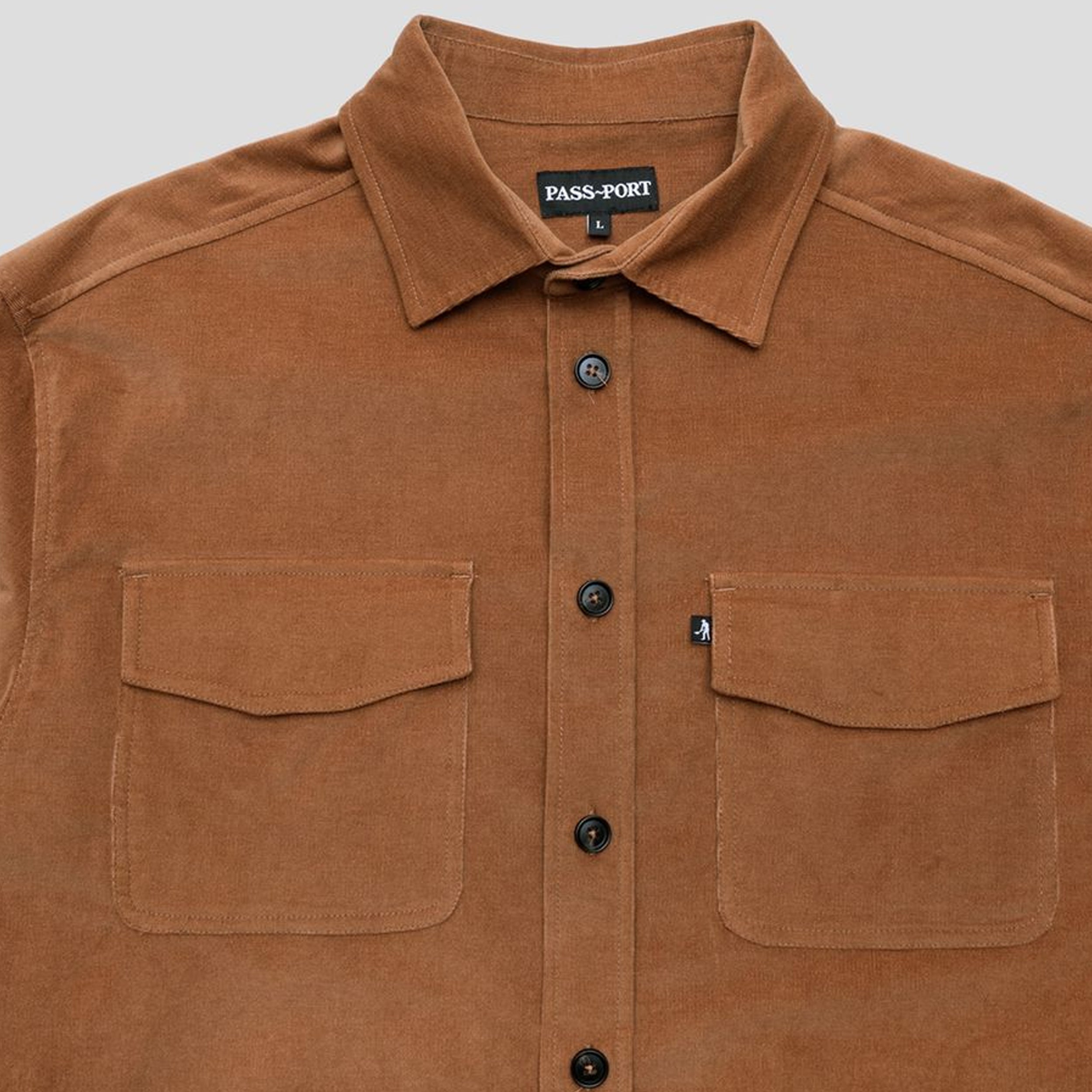 Passport Micro Cord Workers Shirt Caramel