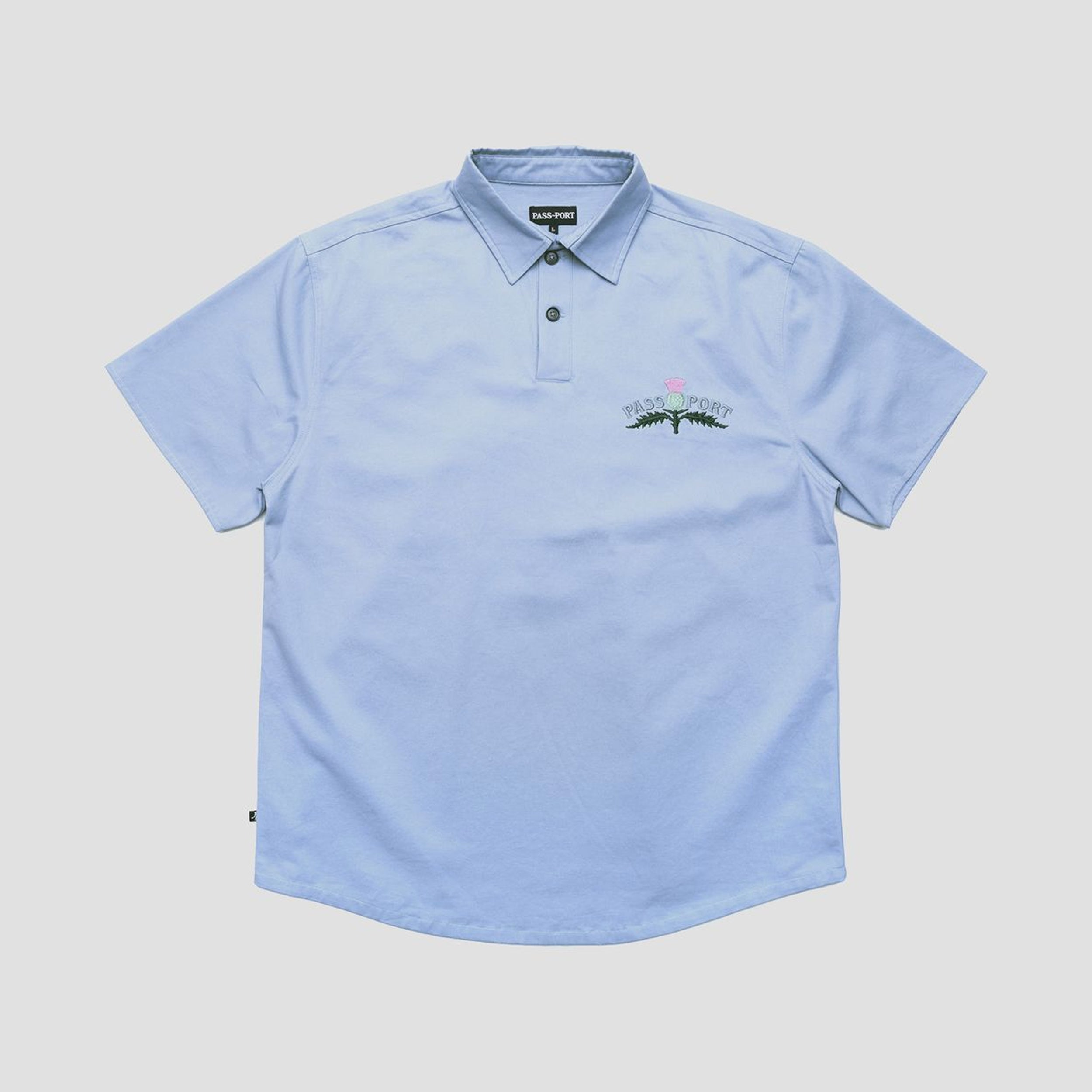 Passport Thistle Embroidery AG Shortsleeve Shirt Light Blue