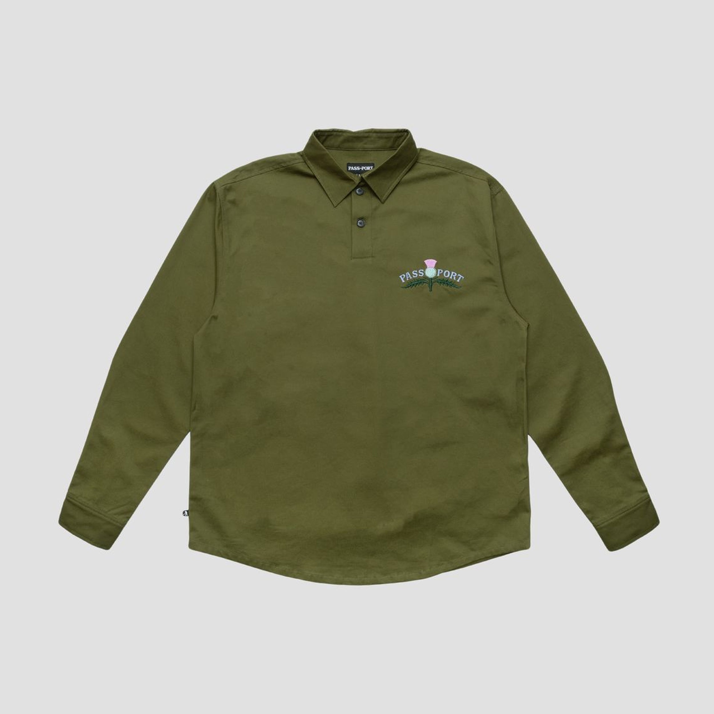 Passport Thistle Embroidery AG Longsleeve Shirt Moss