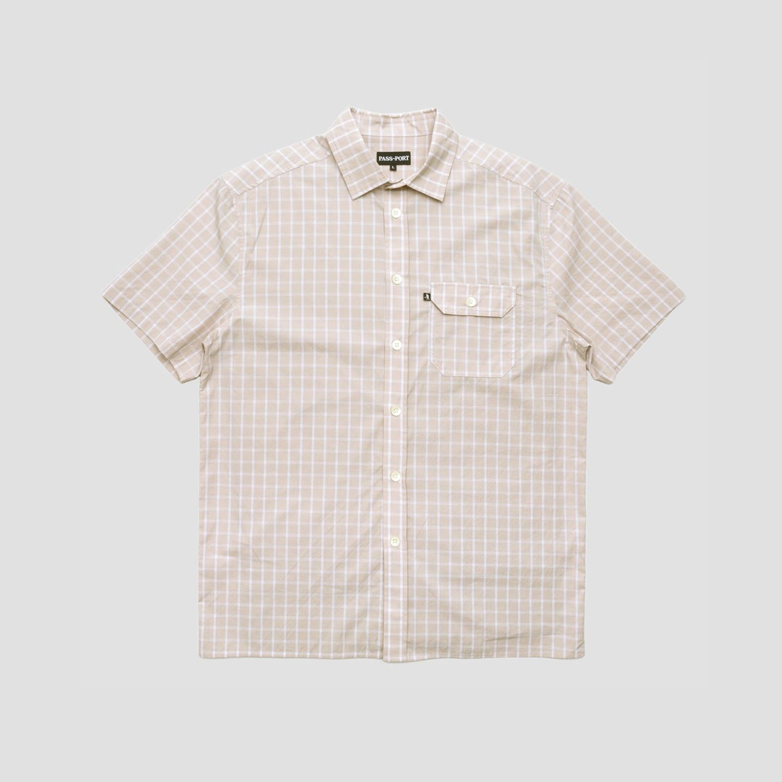 Passport Workers Check Shirt Shortsleeve Cream