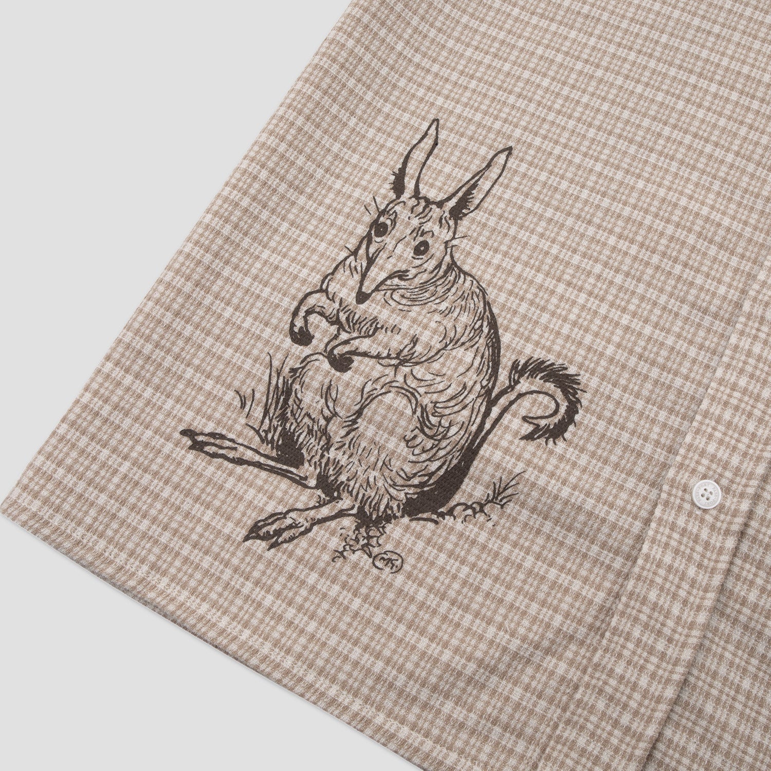 Passport Bush Greeting Workers Check Shortsleeve Shirt Tan