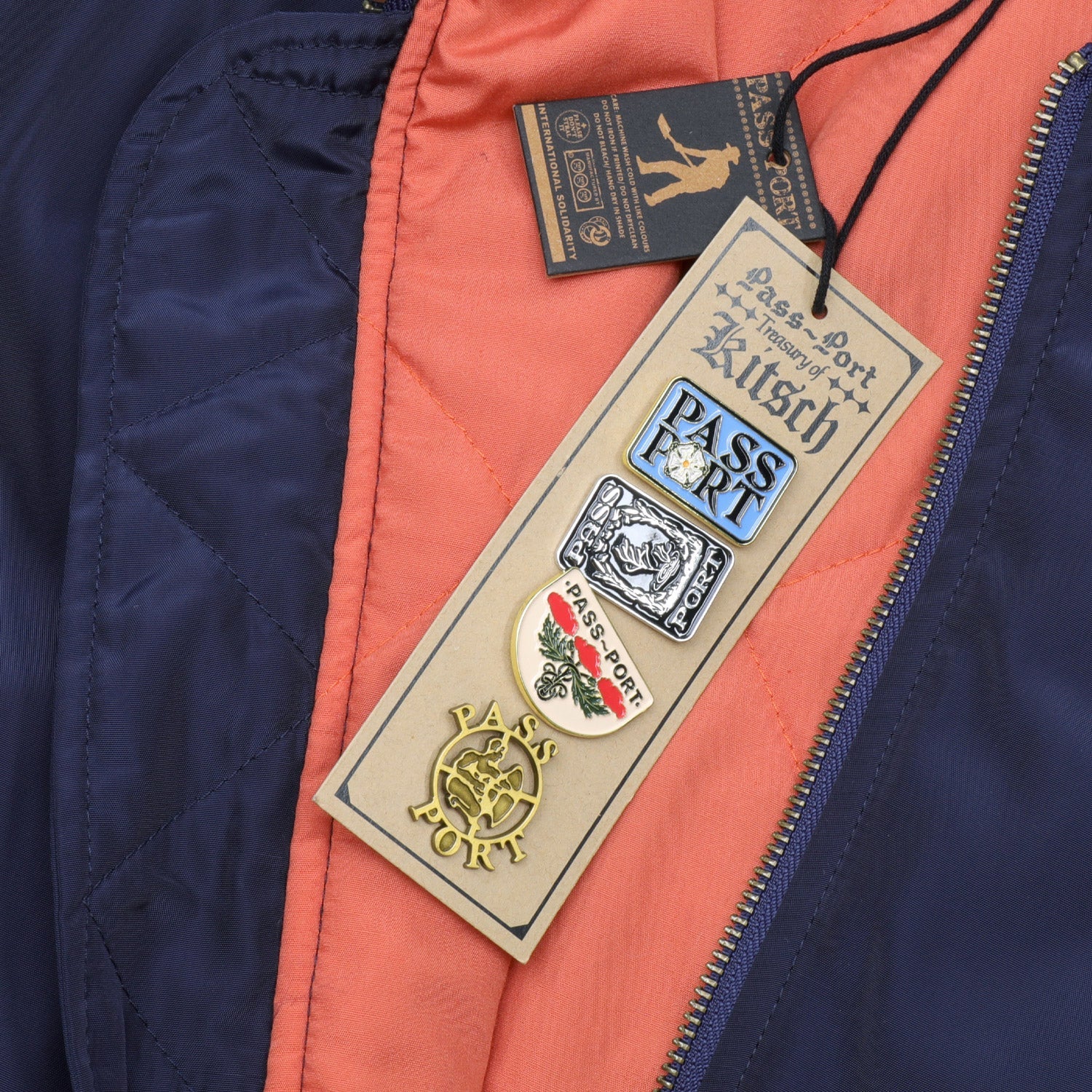 Passport Crystal Embroidery Freight Jacket Navy