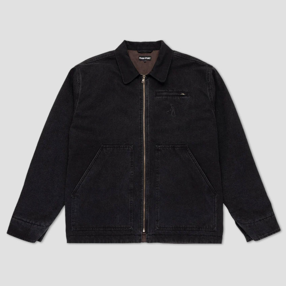 Passport Recycled Denim Packers Jacket Washed Black