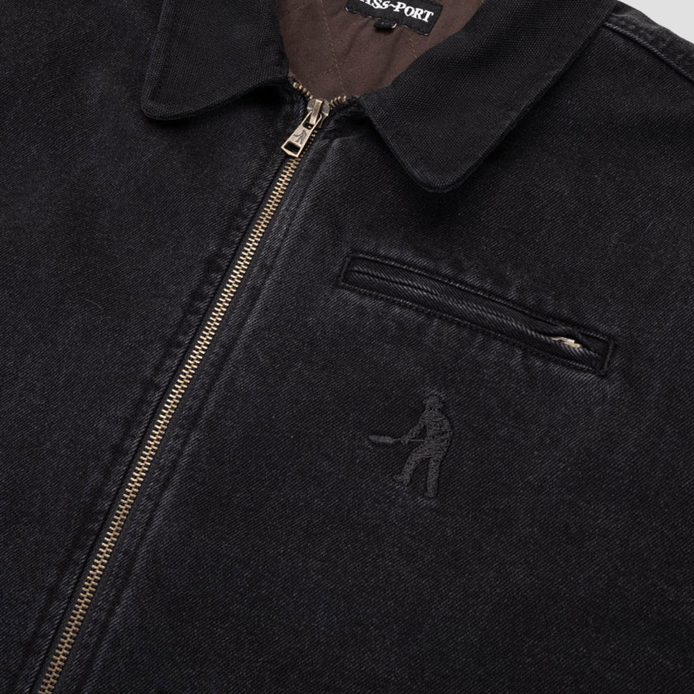 Passport Recycled Denim Packers Jacket Washed Black