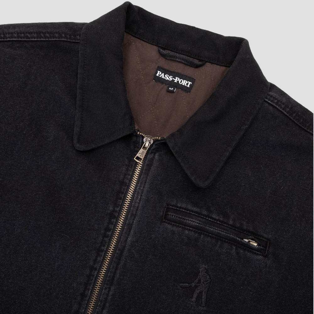 Passport Recycled Denim Packers Jacket Washed Black