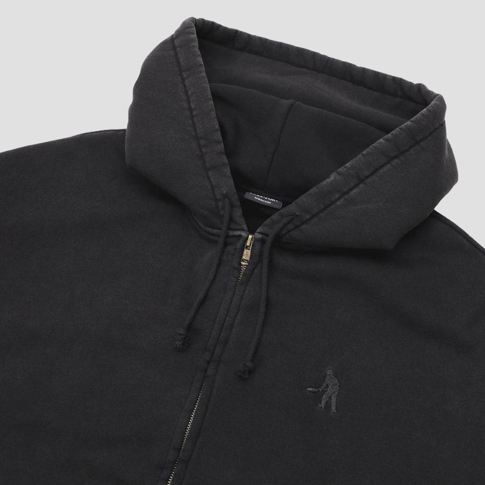 Passport Solid Workers Zip Hood Washed Black
