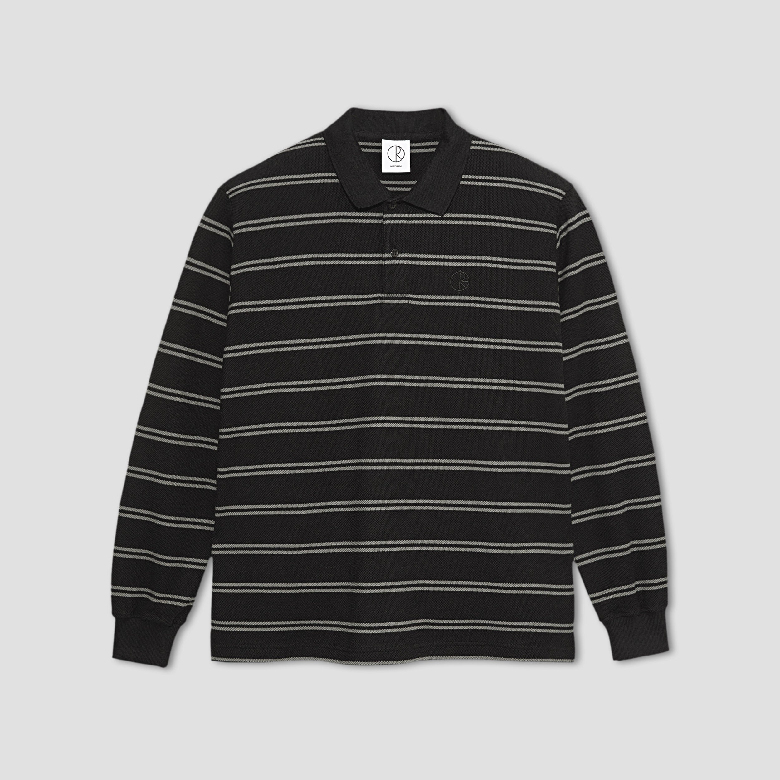 Polar Stripe Long Sleeve Polo Black