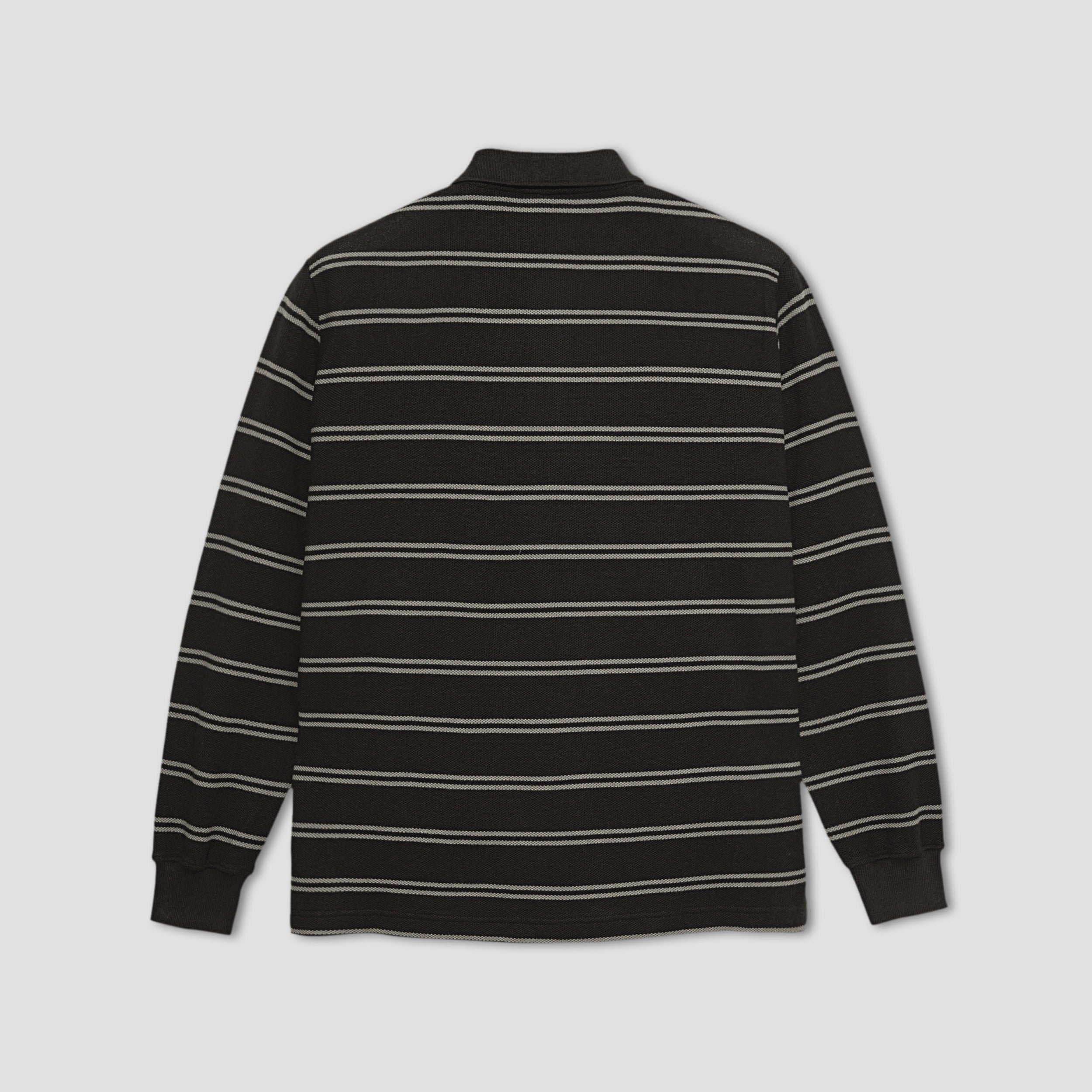 Polar Stripe Long Sleeve Polo Black