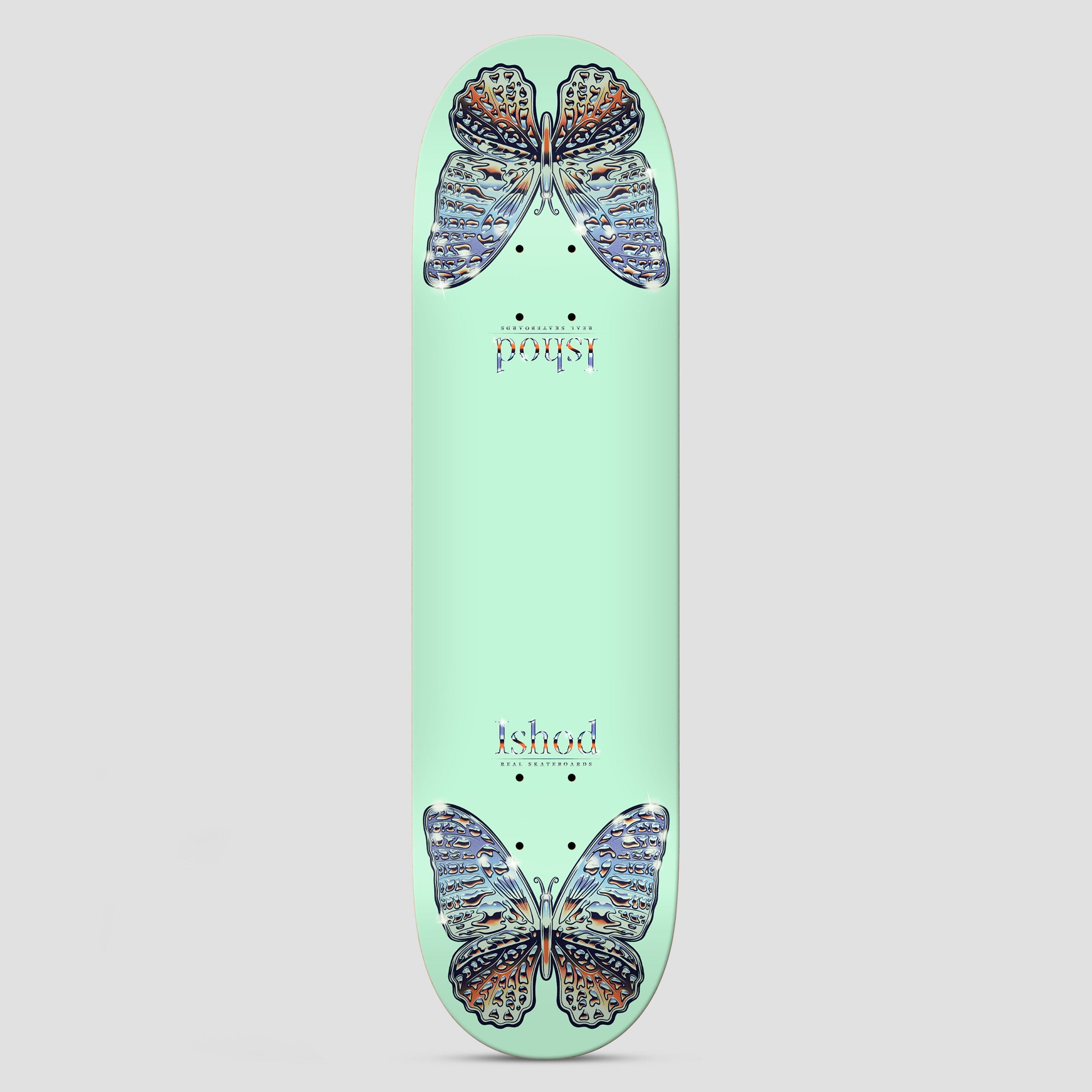 Real 8.5 Ishod Mariposa Chrome Twin Tail Skateboard Deck Teal