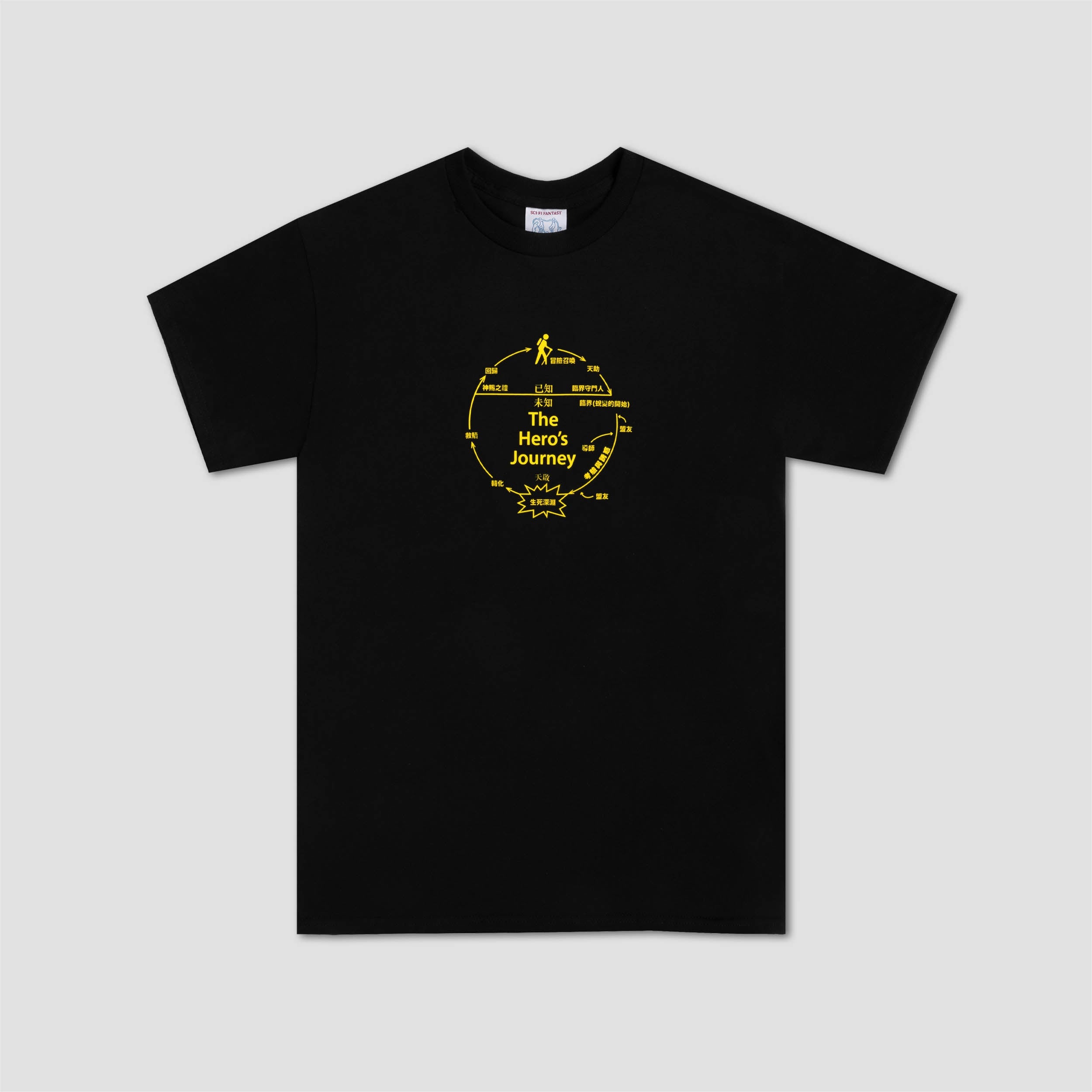 Sci-Fi Fantasy The Hero's Journey T-Shirt Black