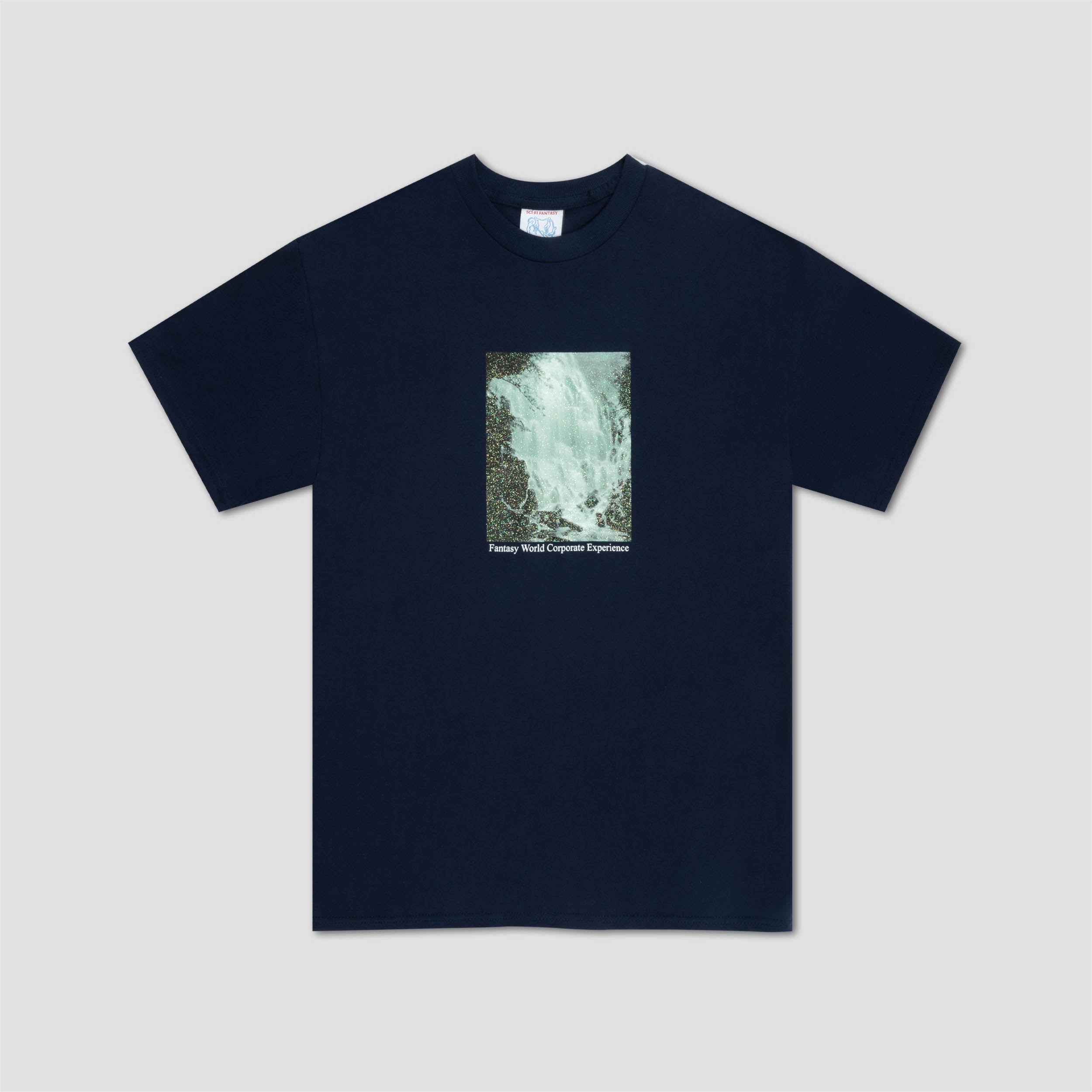 Sci-Fi Fantasy Waterfall T-Shirt Navy