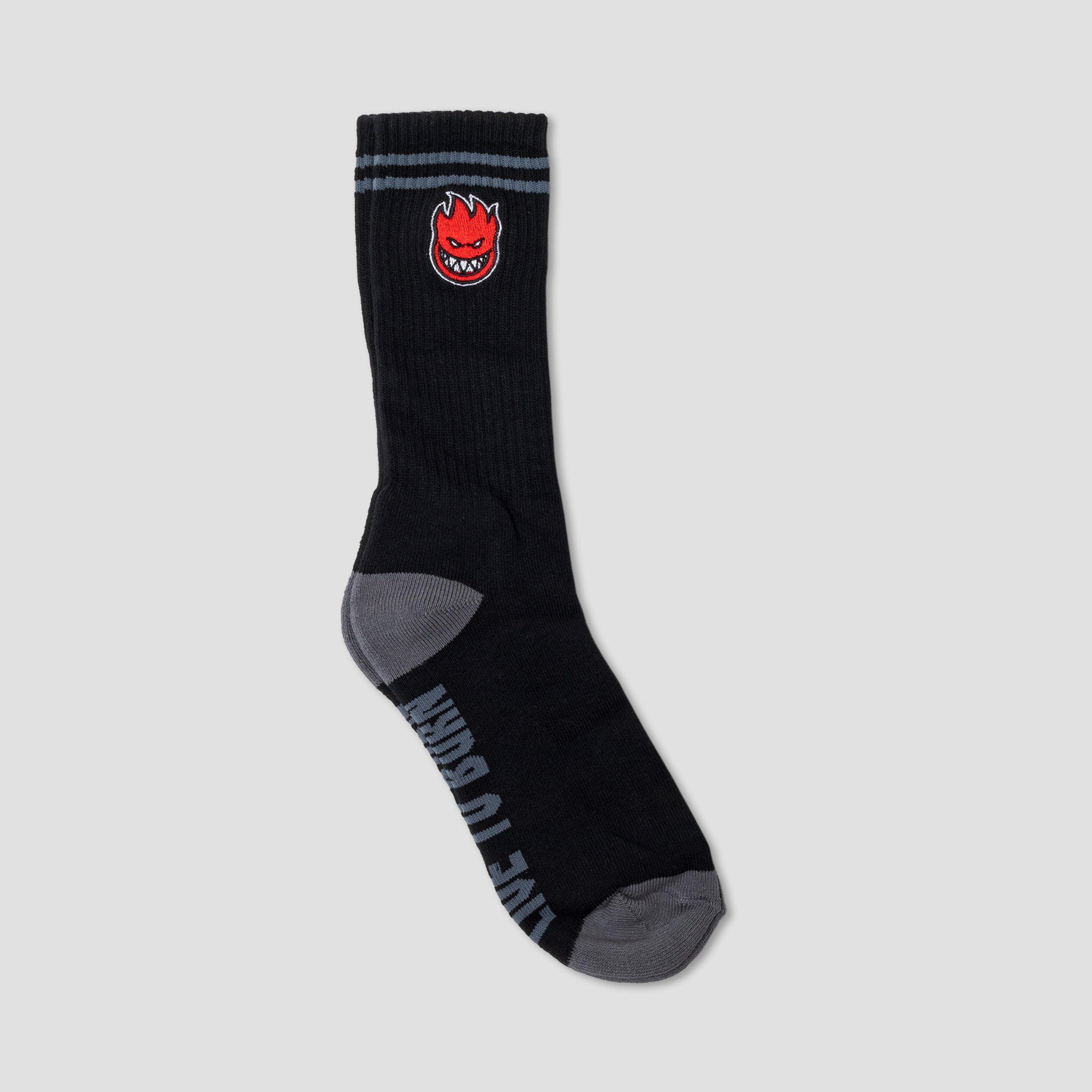 Spitfire Bighead Fill Emb Socks Black Charcoal Red