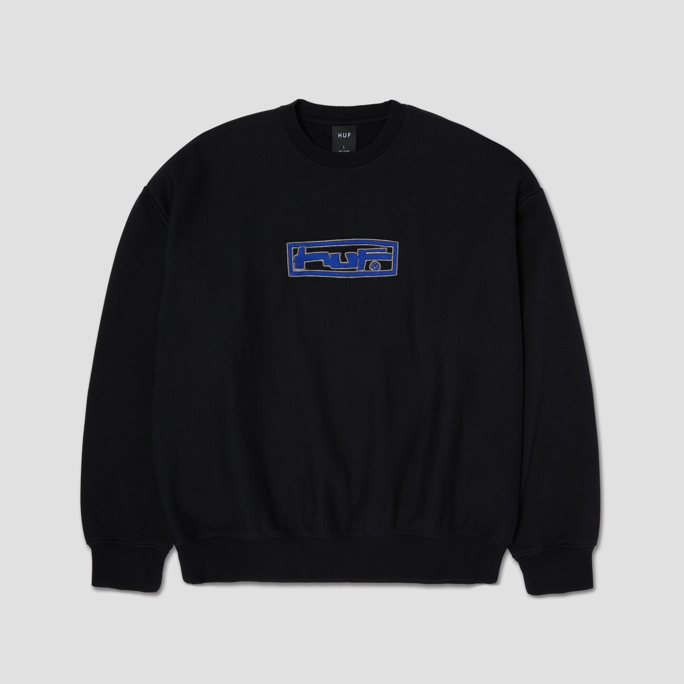 HUF Stretch Heavyweight Washed Crew Black