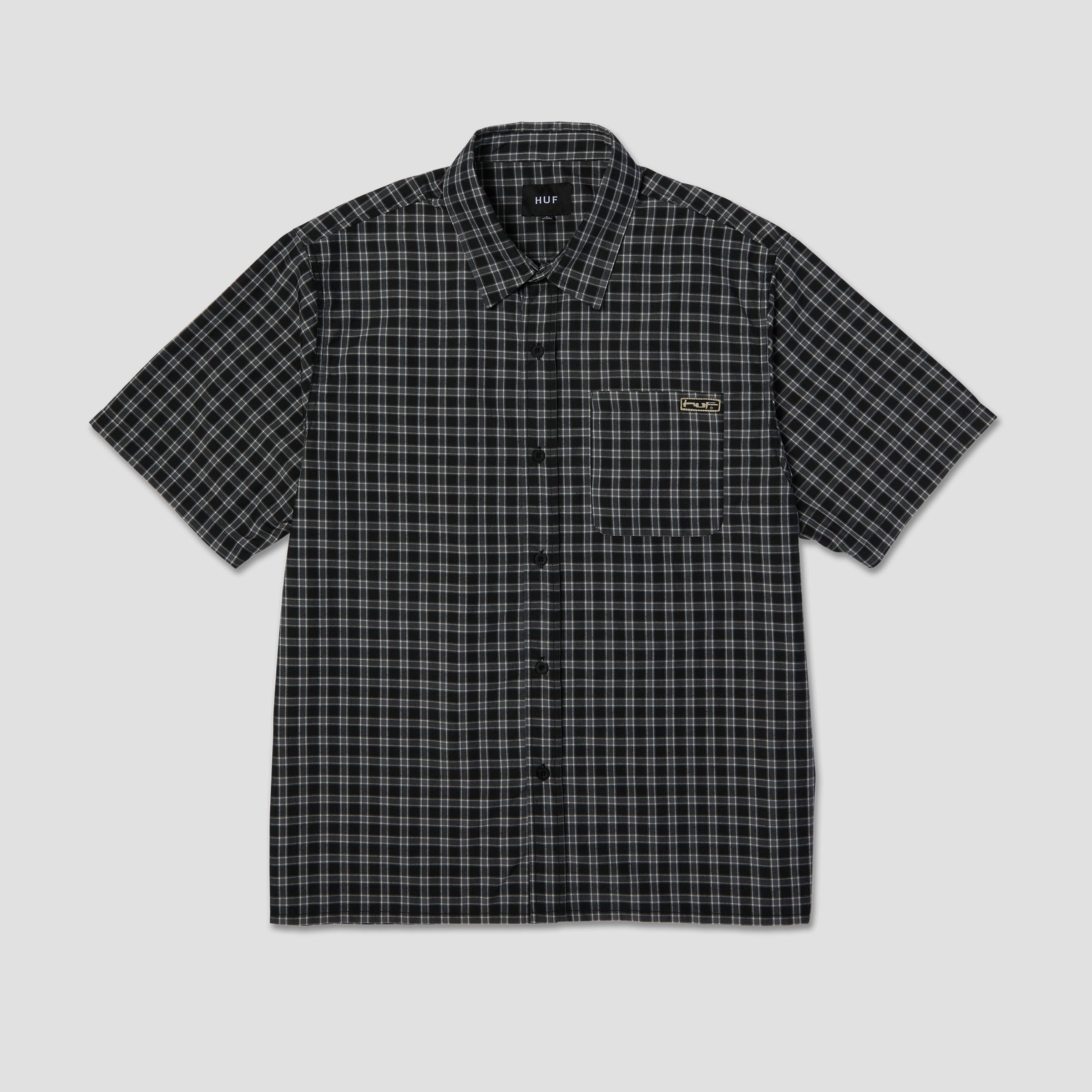 HUF Stretch Micro Plaid Shortsleeve Shirt Black