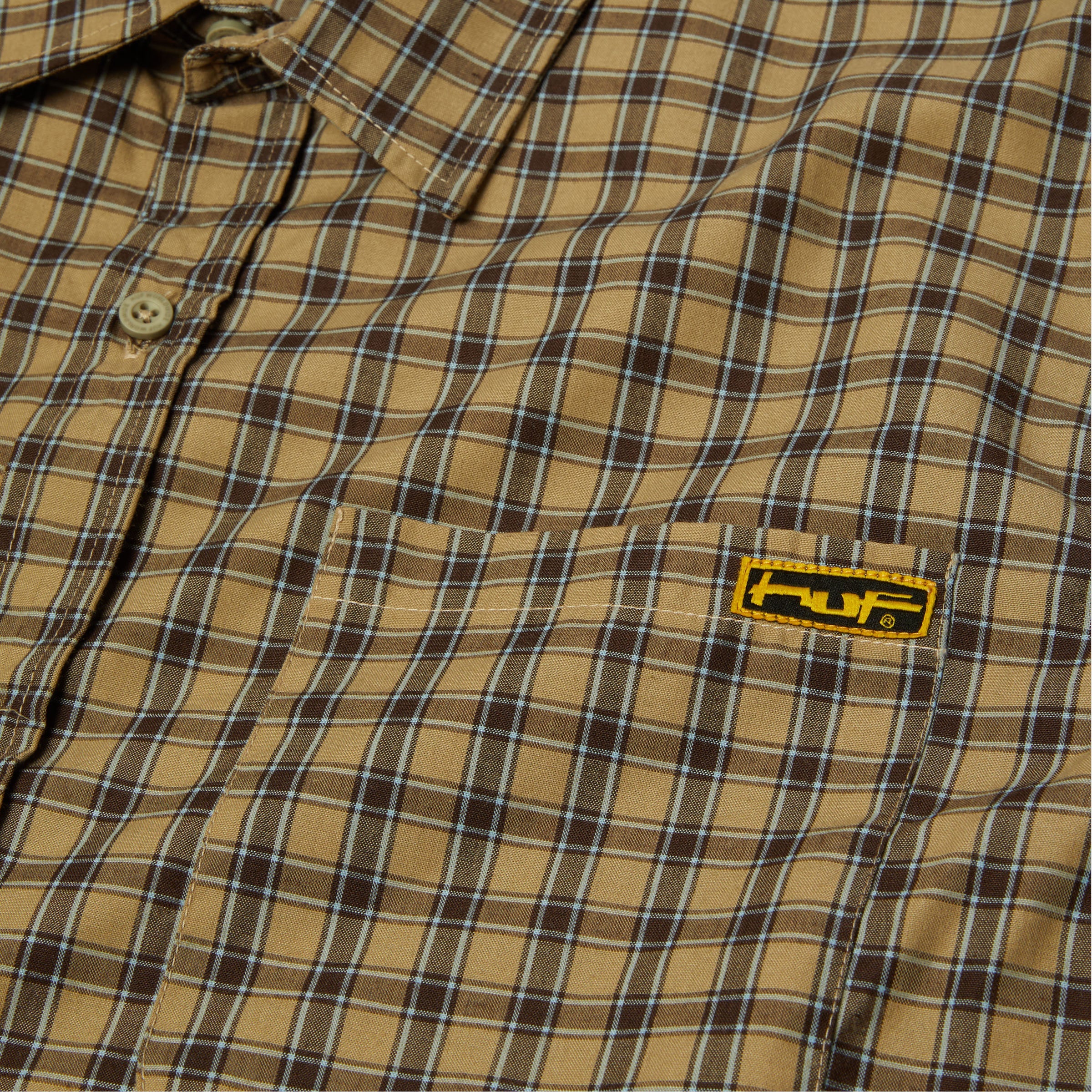 HUF Stretch Micro Plaid Shortsleeve Shirt Clay