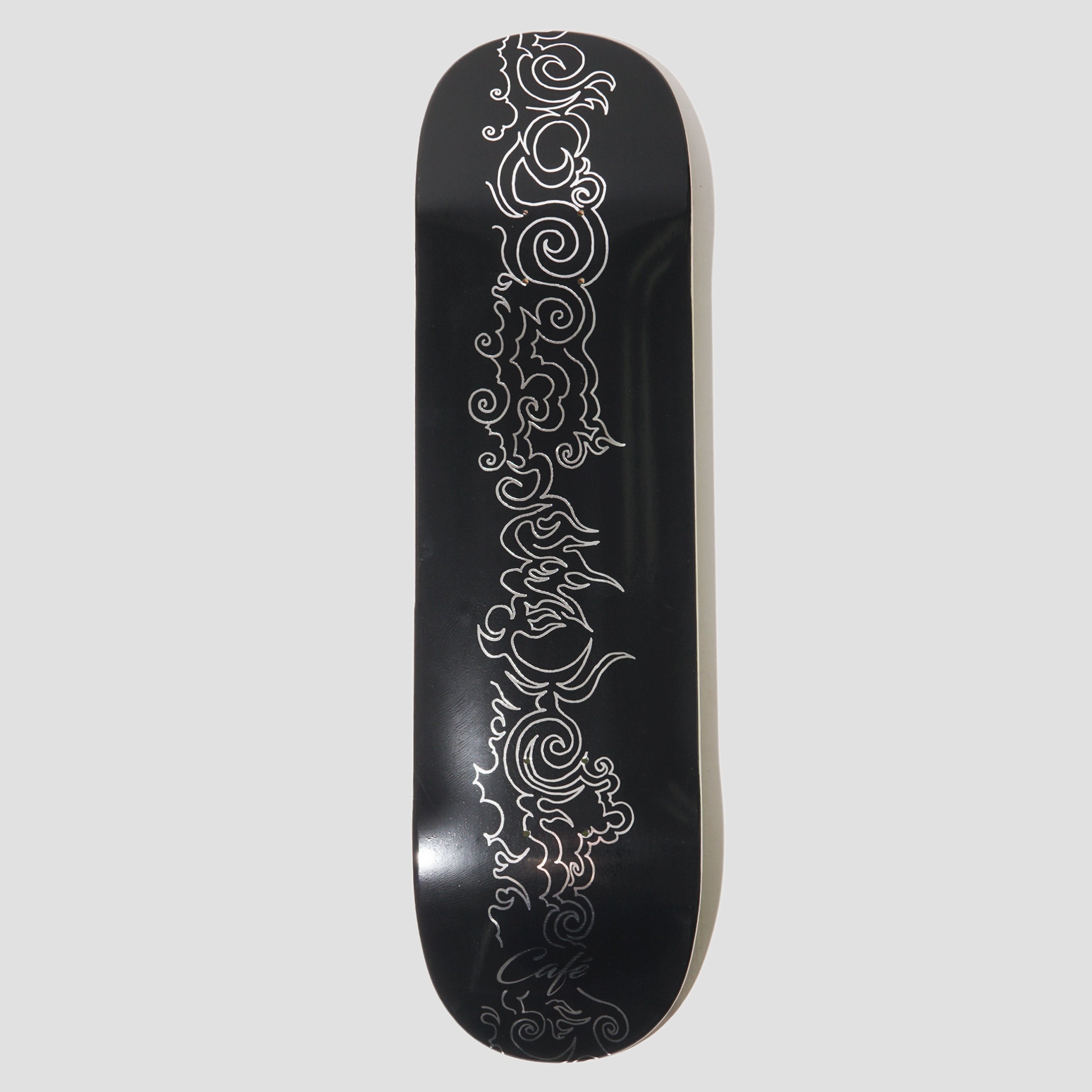 Skateboard Cafe 8.125 Clouds C2 Shape Skateboard Deck Black / Silver Foil