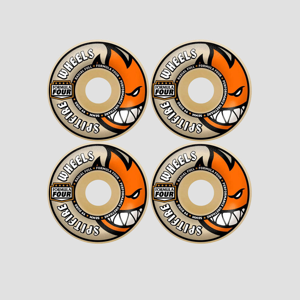 Spitfire 58mm F4 99 Radial Full Skateboard Wheels Natural