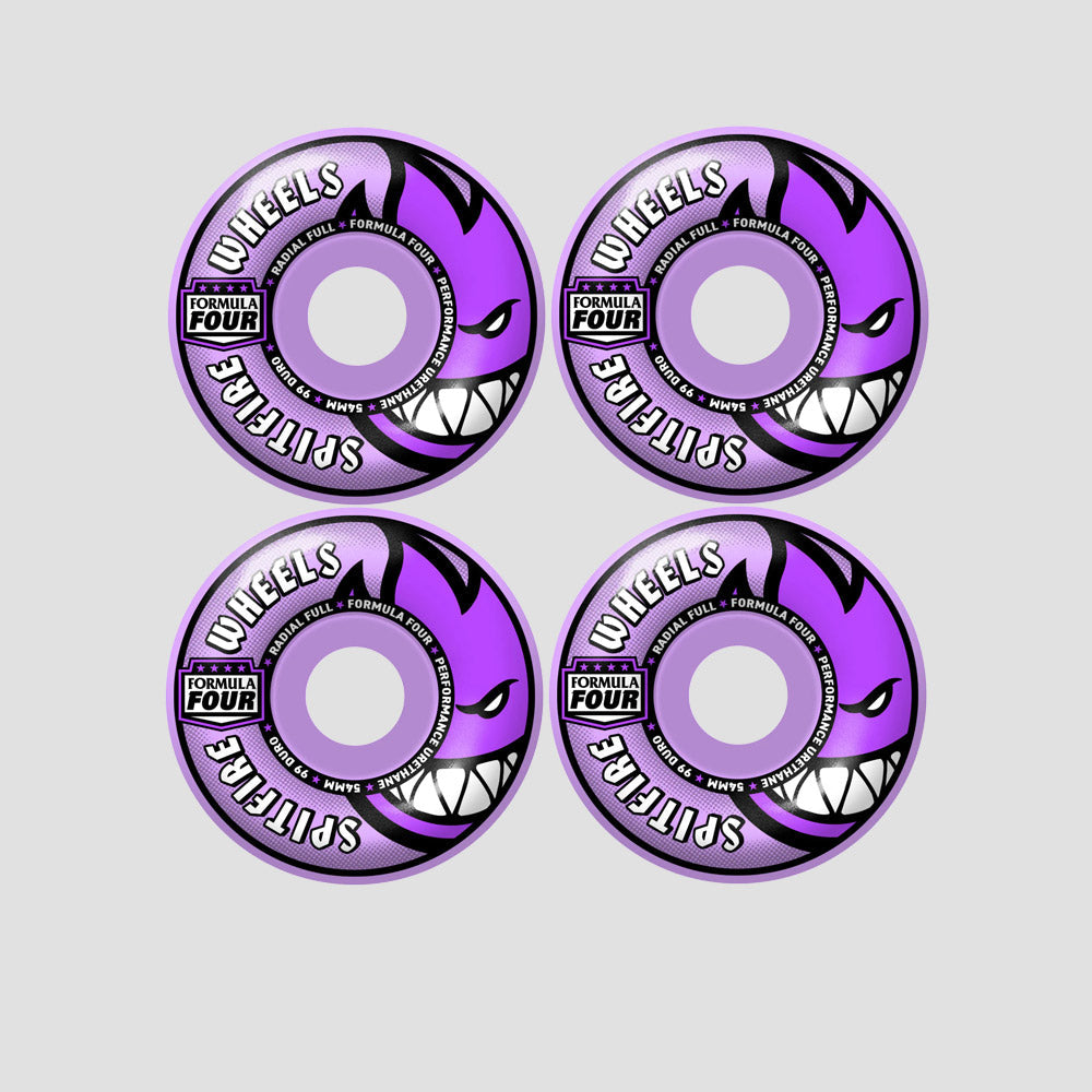 Spitfire 54mm Team Colors F4 99 Radial Full Skateboard Wheels Light Purple