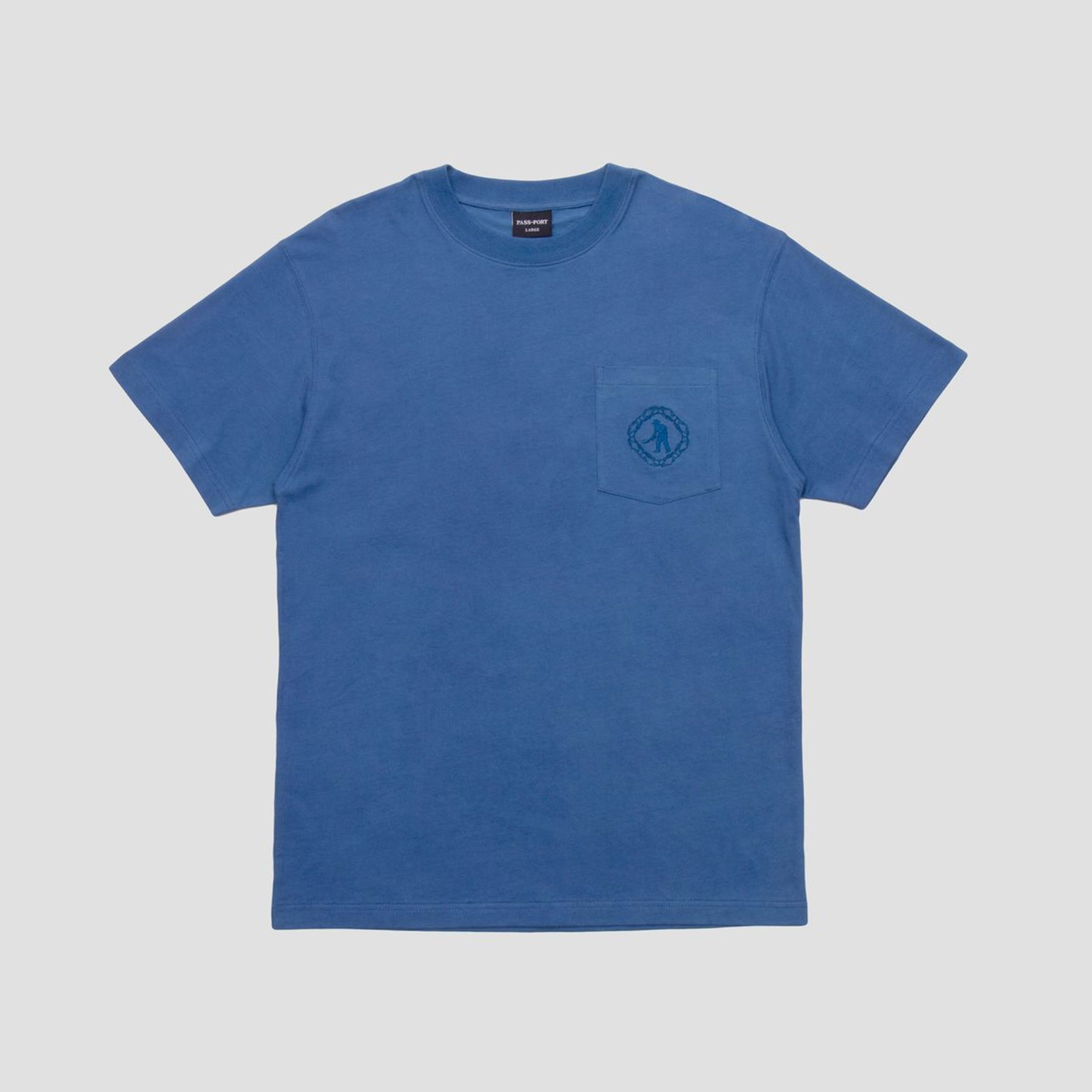Passport Organic Embroidery Pocket T-Shirt Royal Blue